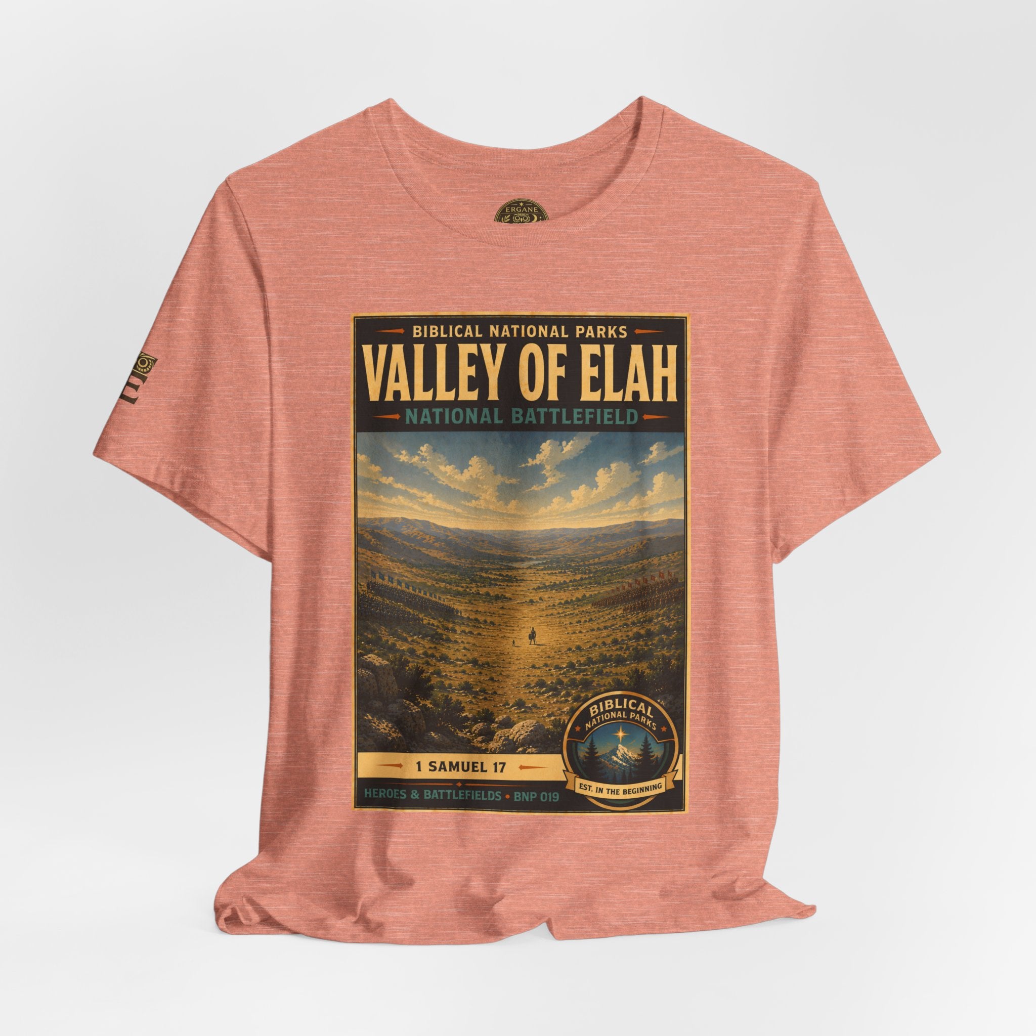 Biblical National Parks Collection IV- Heros & Battlefields #019/023 1 Samuel 17 | Vintage nature poster Tee | Biblical national parks graphic shirt