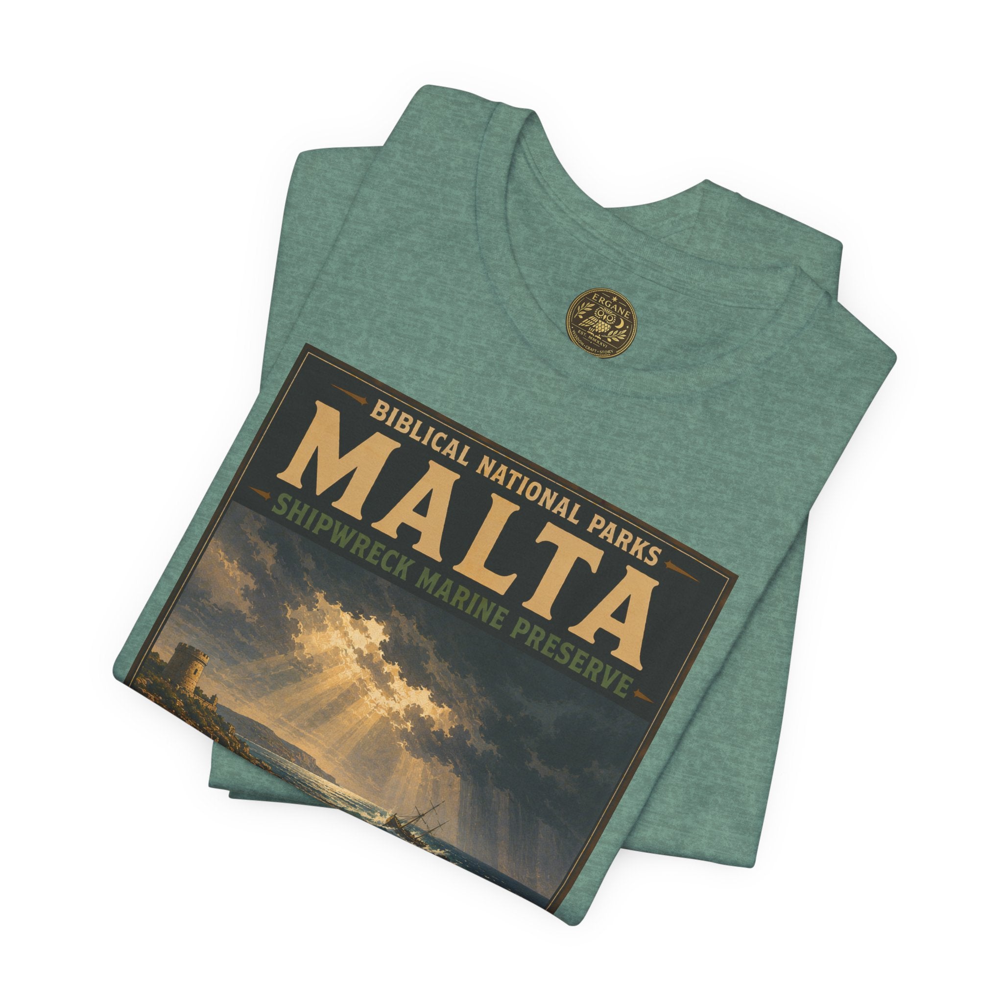 Biblical National Parks Collection VIII- The Apostles' Trails #049/049 | Acts 27-28 | Vintage nature poster Tee | Biblical national parks graphic shirt