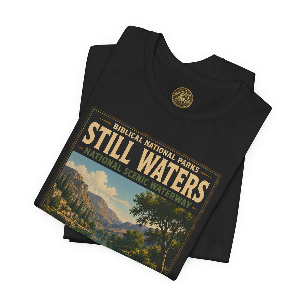 Biblical National Parks Collection IX- #051/054 -Psalms & Sacred Landscapes | Psalm 23:2 | Vintage nature poster Tee | Biblical national parks graphic shirt