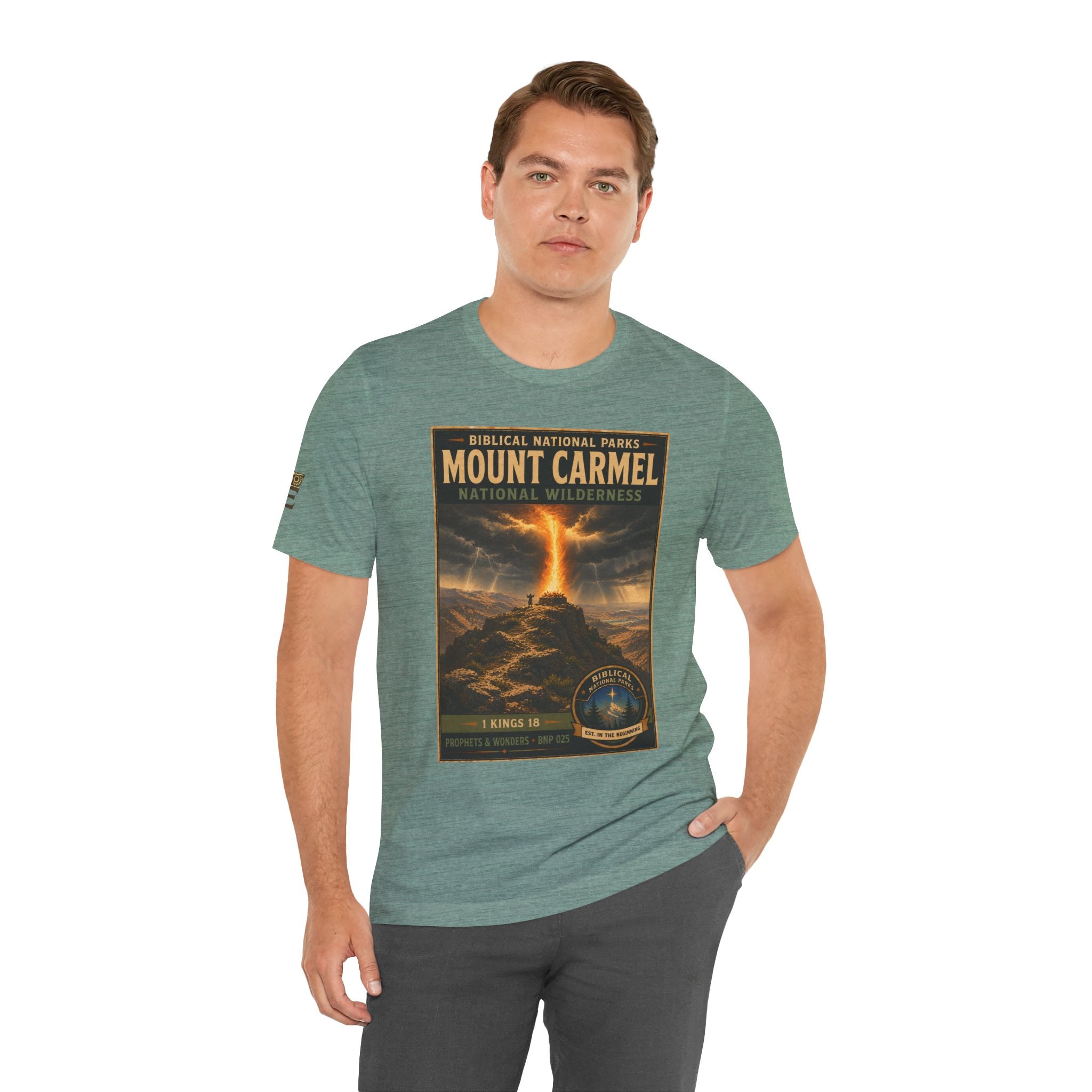 Biblical National Parks Collection V- Prophets & Wonders #025/030 1 Kings 18 | Vintage nature poster Tee | Biblical national parks graphic shirt