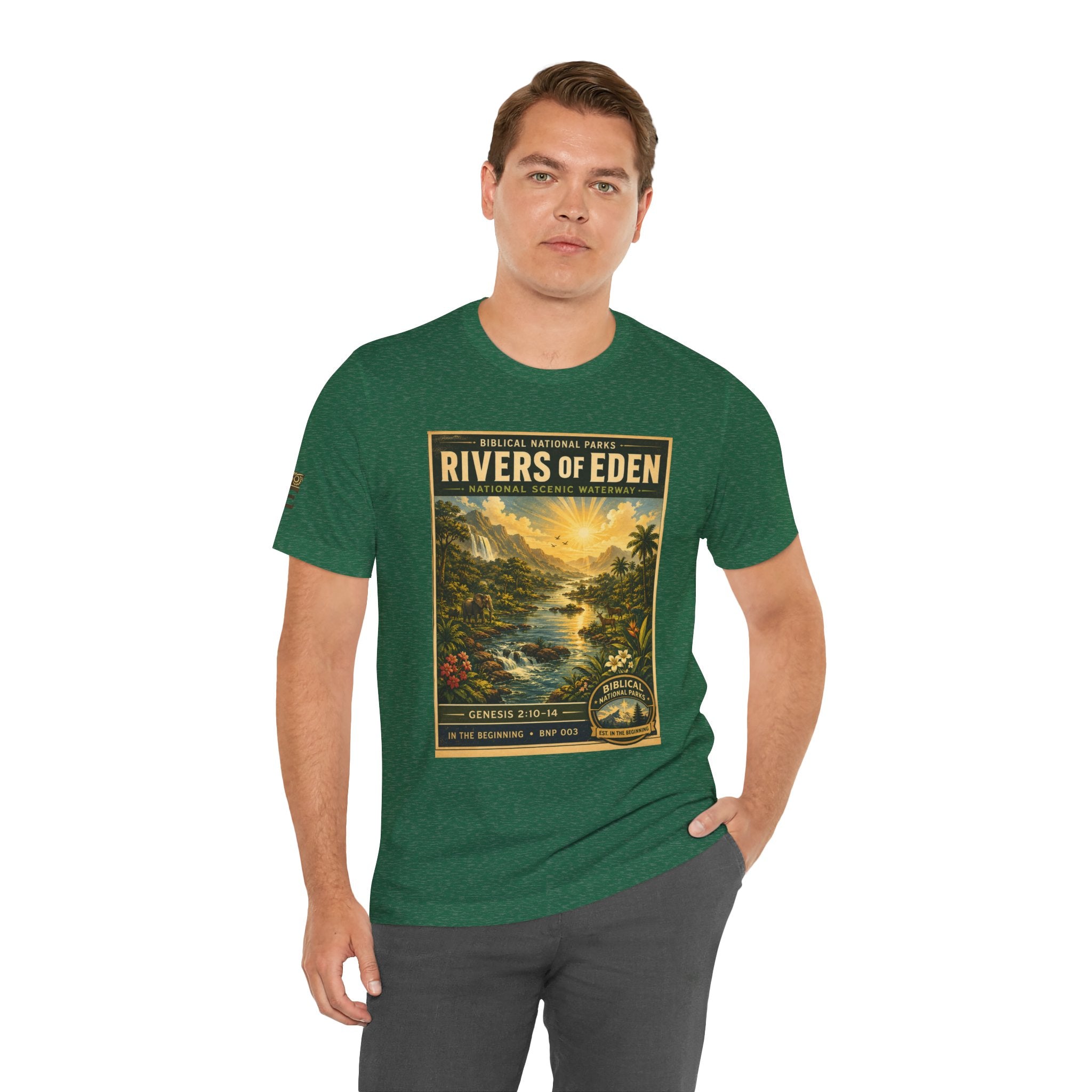 Biblical National Parks Collection I- In The Beginning #003/006 Genesis 2:10-14 | Vintage nature poster Tee | Biblical national parks graphic shirt