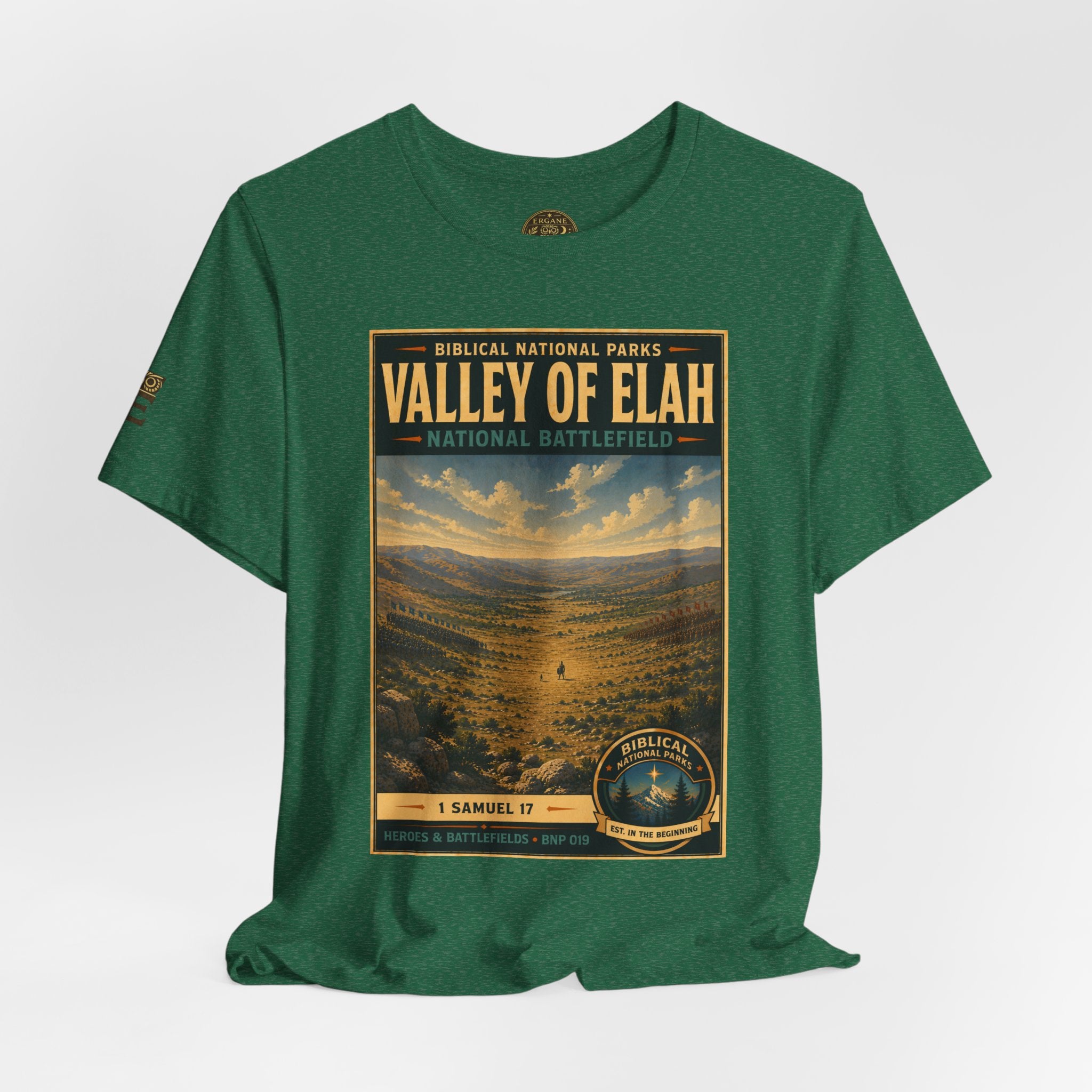 Biblical National Parks Collection IV- Heros & Battlefields #019/023 1 Samuel 17 | Vintage nature poster Tee | Biblical national parks graphic shirt