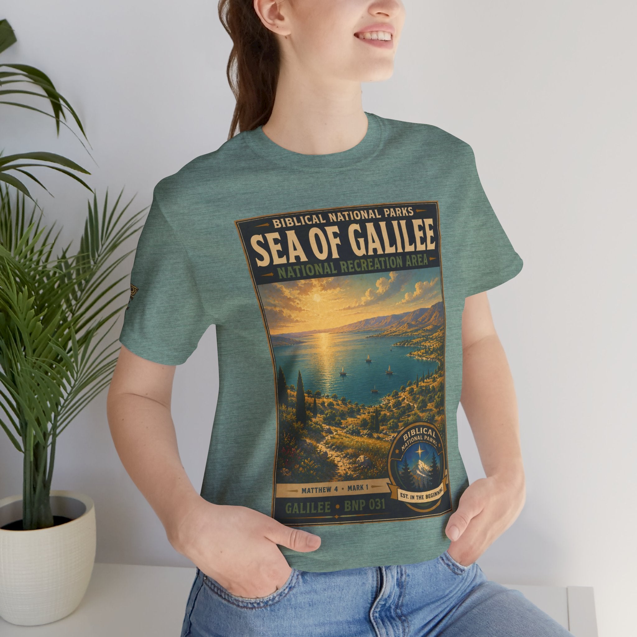 Biblical National Parks Collection VI- Galilee #031/035 Matthew 4 & Mark 1 | Vintage nature poster Tee | Biblical national parks graphic shirt
