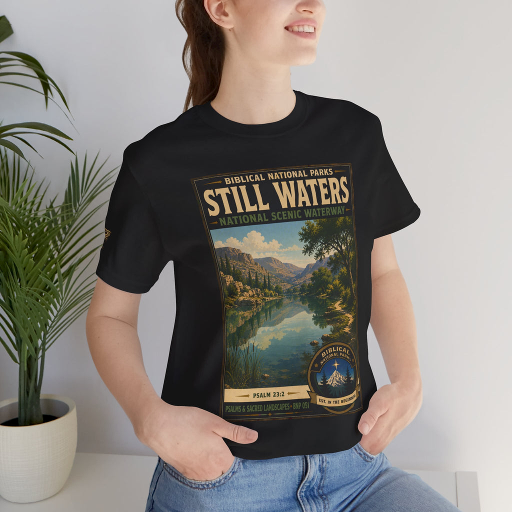 Biblical National Parks Collection IX- #051/054 -Psalms & Sacred Landscapes | Psalm 23:2 | Vintage nature poster Tee | Biblical national parks graphic shirt