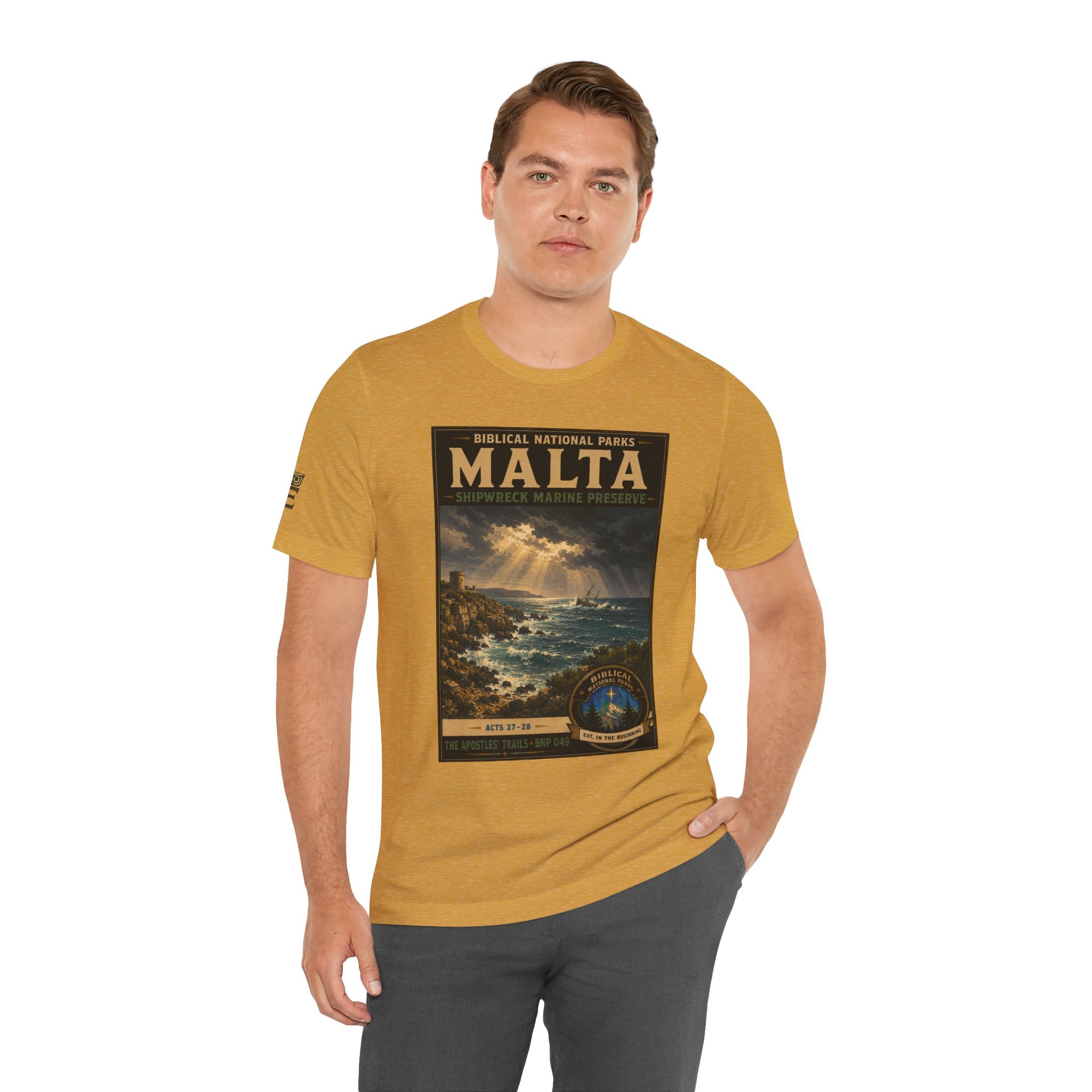 Biblical National Parks Collection VIII- The Apostles' Trails #049/049 | Acts 27-28 | Vintage nature poster Tee | Biblical national parks graphic shirt
