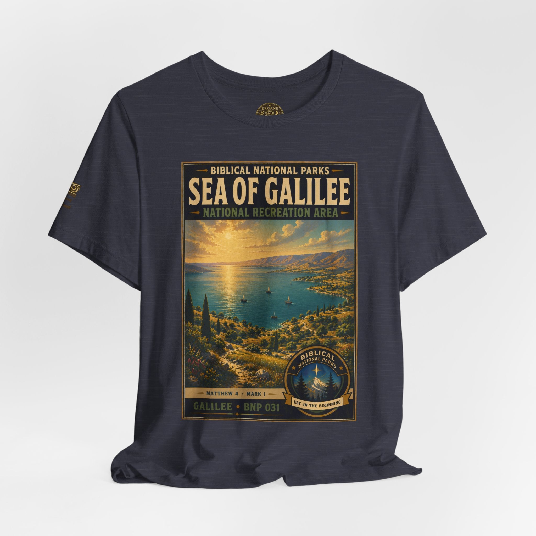 Biblical National Parks Collection VI- Galilee #031/035 Matthew 4 & Mark 1 | Vintage nature poster Tee | Biblical national parks graphic shirt