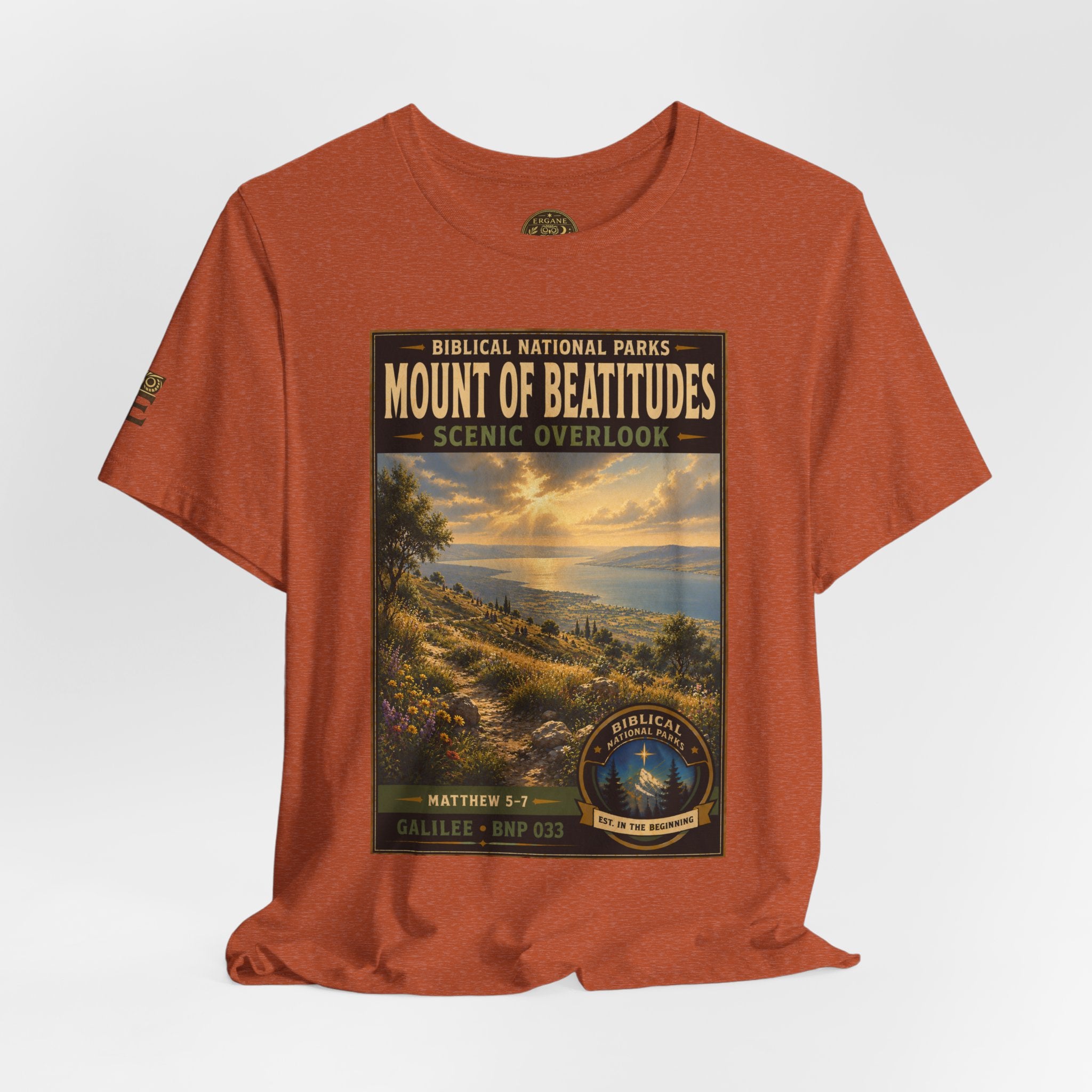 Biblical National Parks Collection VI- Galilee #033/035 Matthew 5-7 | Vintage nature poster Tee | Biblical national parks graphic shirt