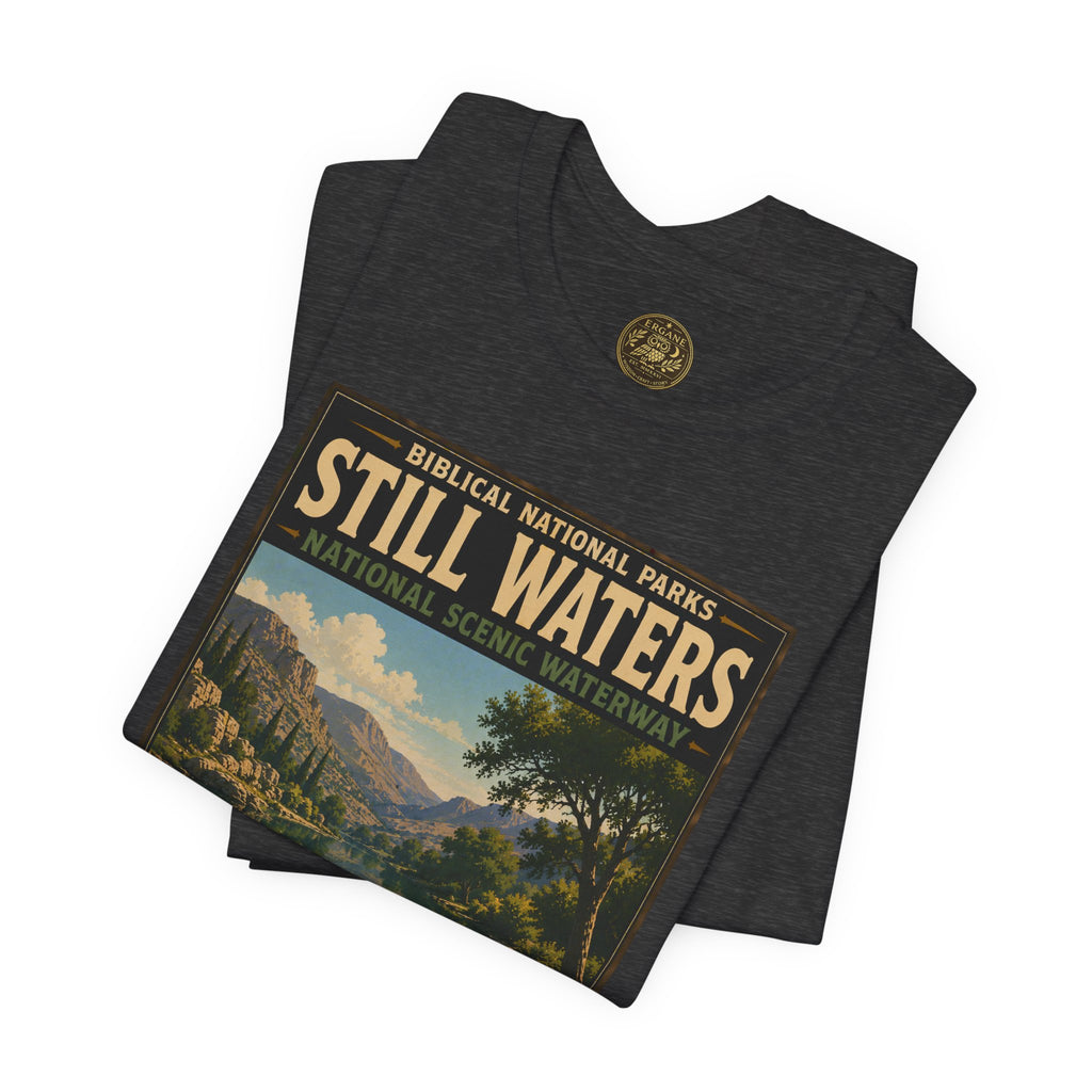 Biblical National Parks Collection IX- #051/054 -Psalms & Sacred Landscapes | Psalm 23:2 | Vintage nature poster Tee | Biblical national parks graphic shirt
