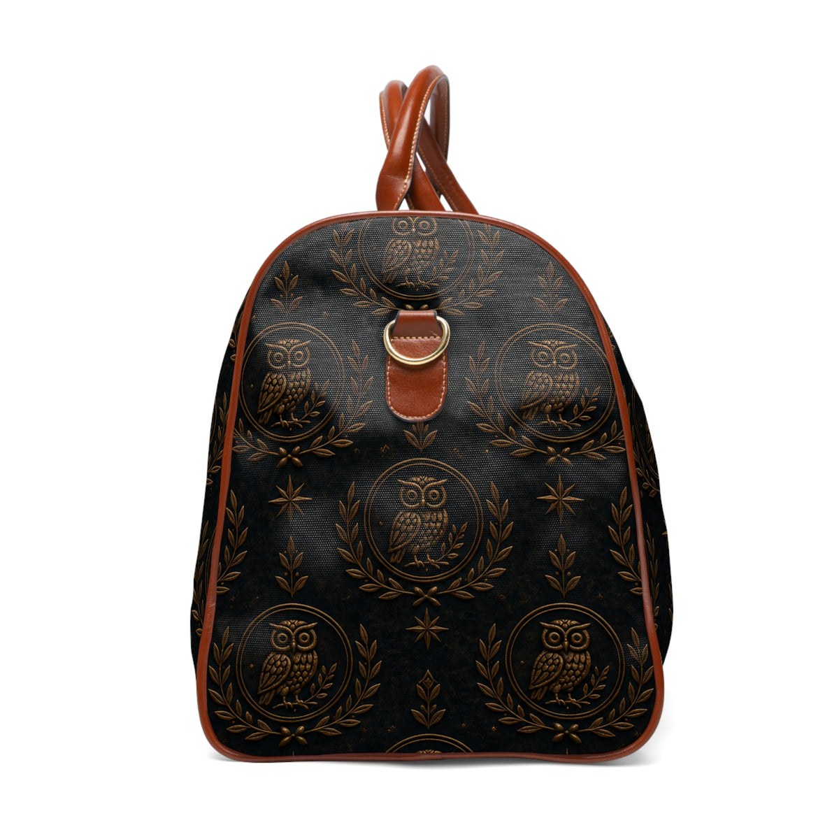 Waterproof Travel Duffle Bag — Elegant Owl Monogram Weekend Bag