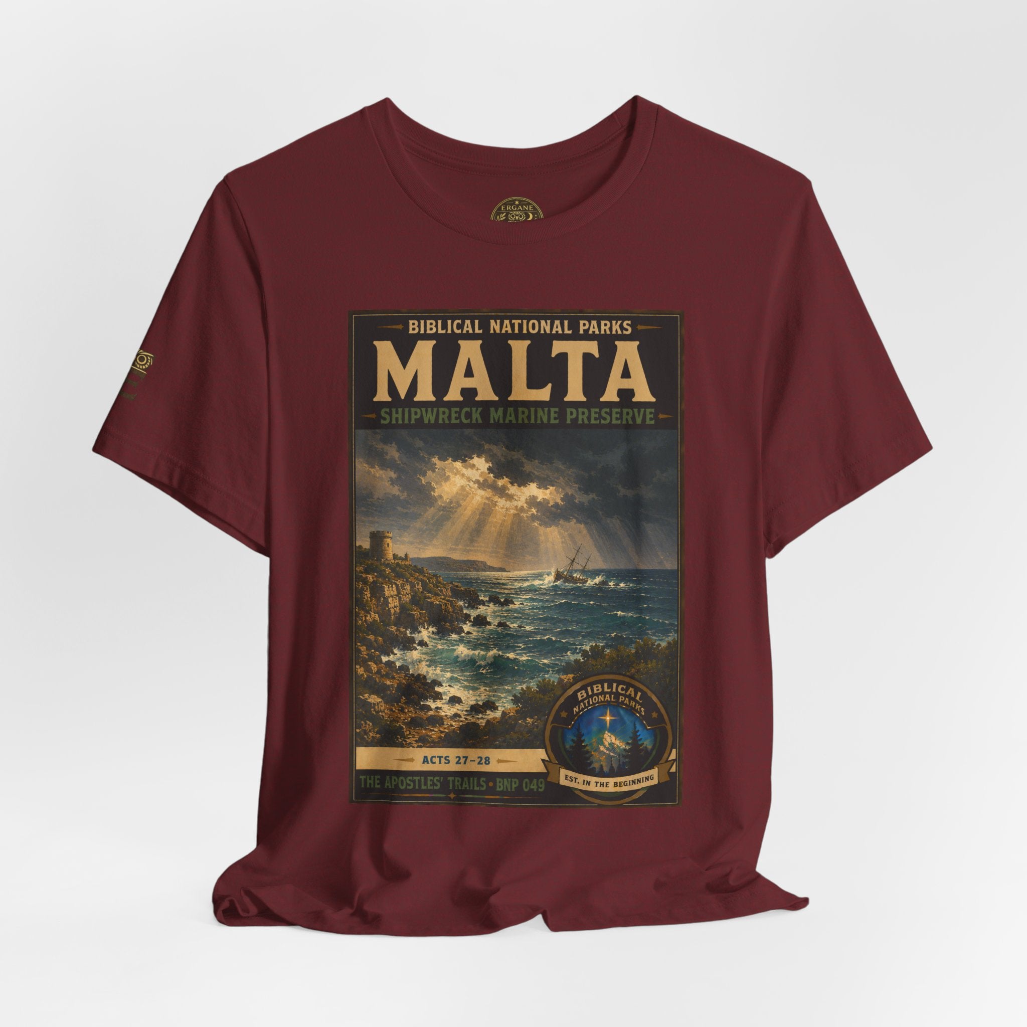 Biblical National Parks Collection VIII- The Apostles' Trails #049/049 | Acts 27-28 | Vintage nature poster Tee | Biblical national parks graphic shirt