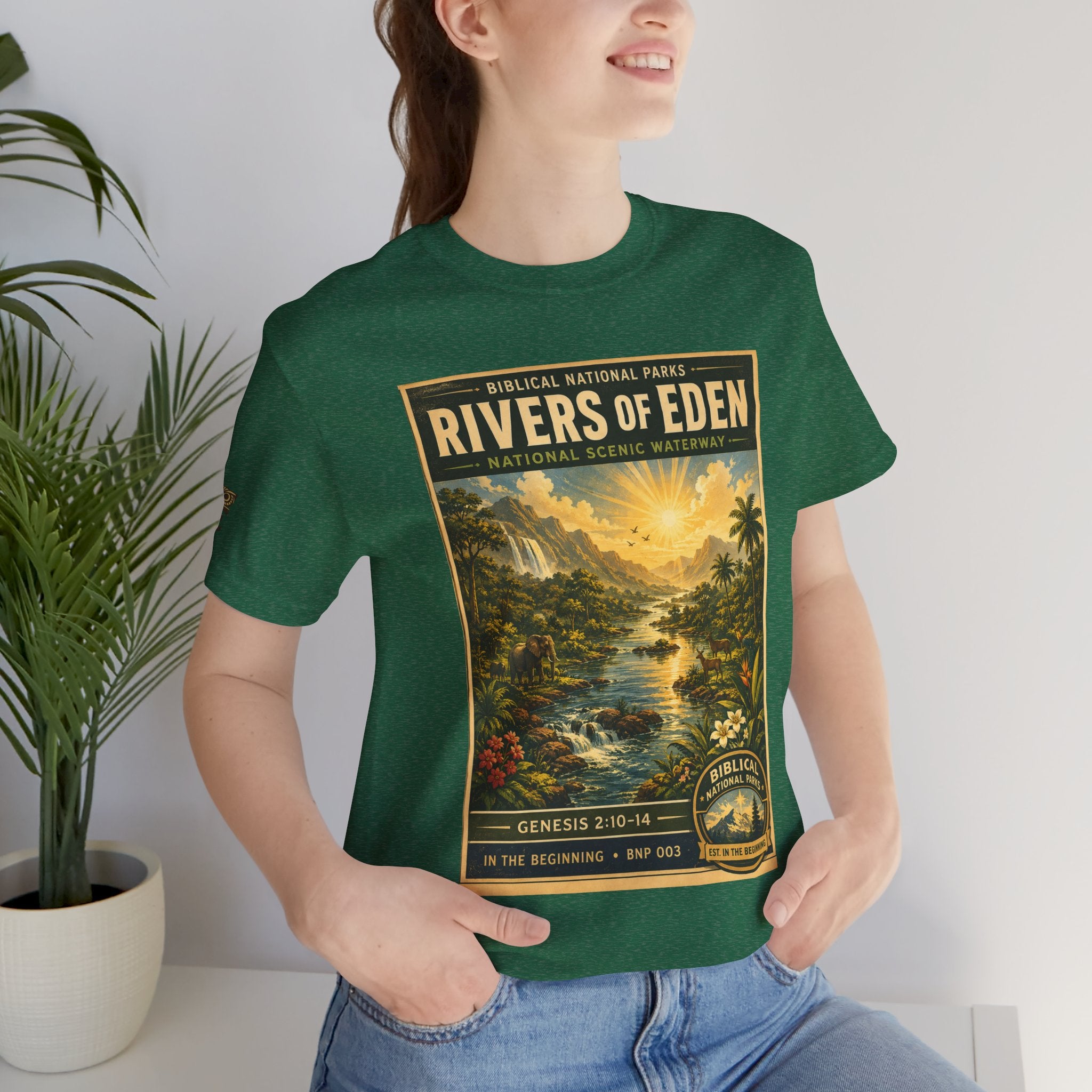 Biblical National Parks Collection I- In The Beginning #003/006 Genesis 2:10-14 | Vintage nature poster Tee | Biblical national parks graphic shirt