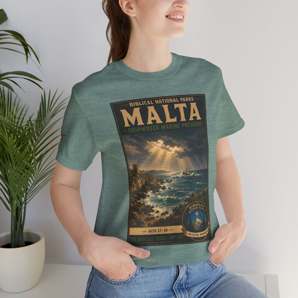Biblical National Parks Collection VIII- The Apostles' Trails #049/049 | Acts 27-28 | Vintage nature poster Tee | Biblical national parks graphic shirt