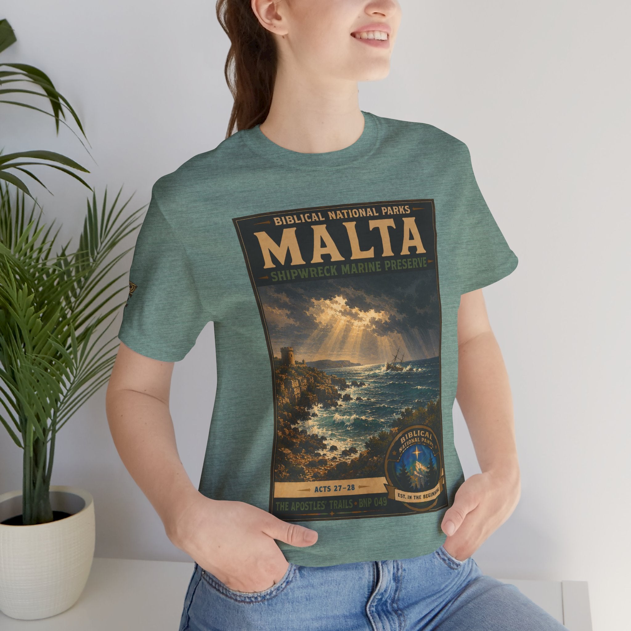 Biblical National Parks Collection VIII- The Apostles' Trails #049/049 | Acts 27-28 | Vintage nature poster Tee | Biblical national parks graphic shirt