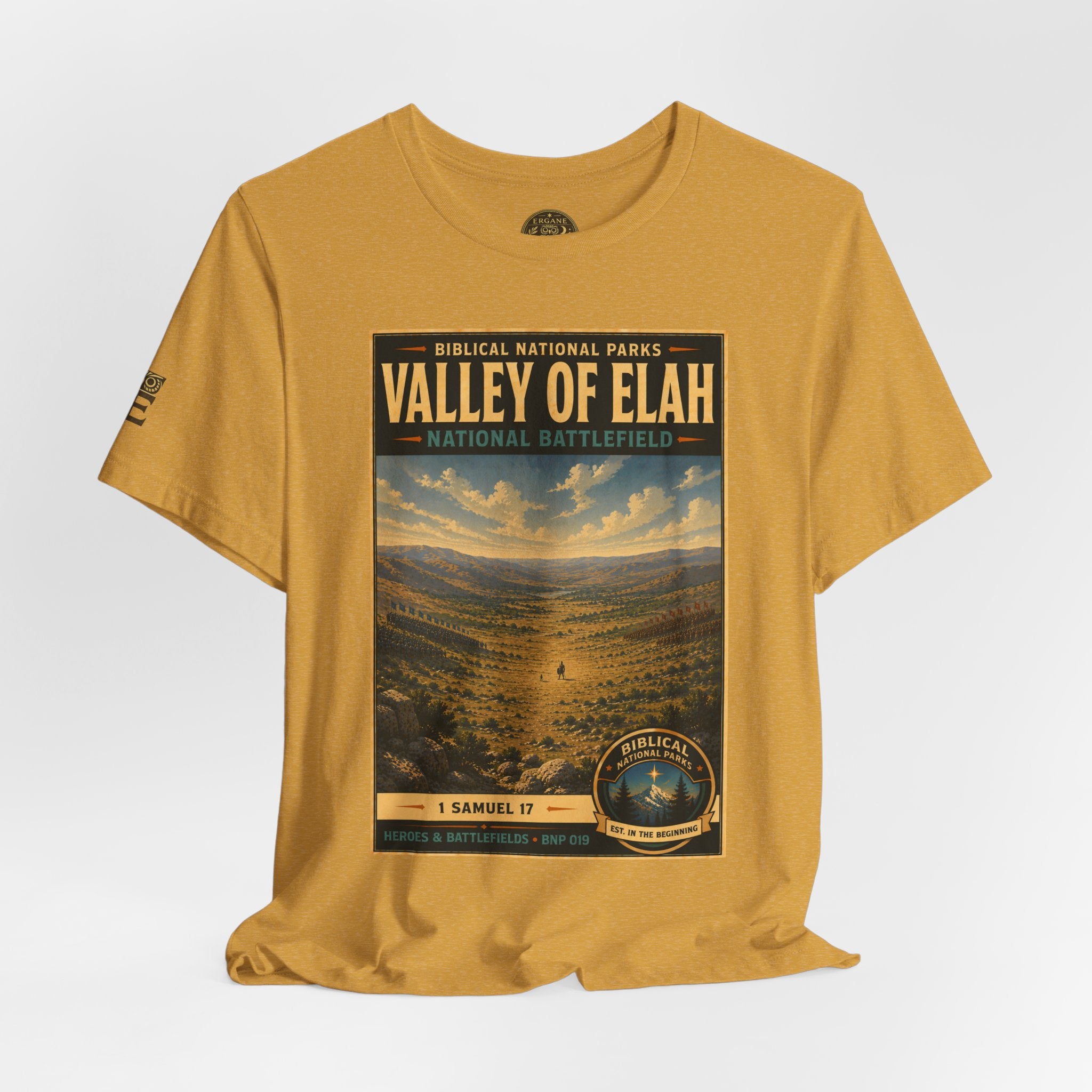 Biblical National Parks Collection IV- Heros & Battlefields #019/023 1 Samuel 17 | Vintage nature poster Tee | Biblical national parks graphic shirt