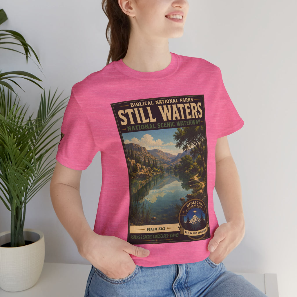 Biblical National Parks Collection IX- #051/054 -Psalms & Sacred Landscapes | Psalm 23:2 | Vintage nature poster Tee | Biblical national parks graphic shirt