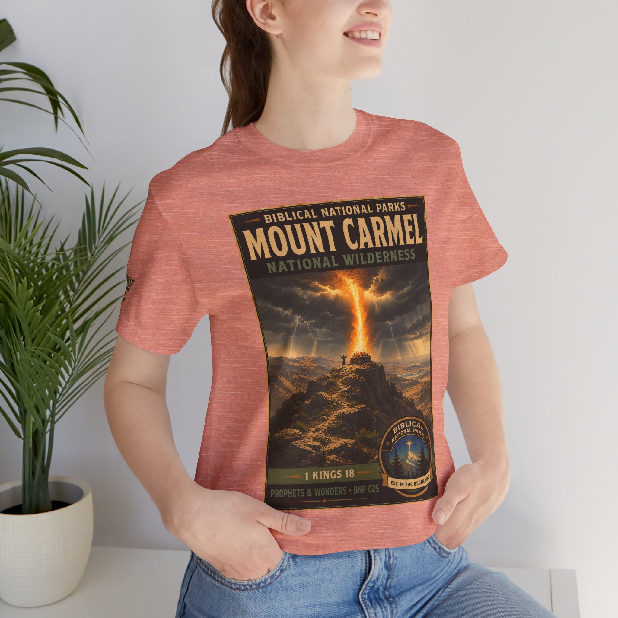 Biblical National Parks Collection V- Prophets & Wonders #025/030 1 Kings 18 | Vintage nature poster Tee | Biblical national parks graphic shirt