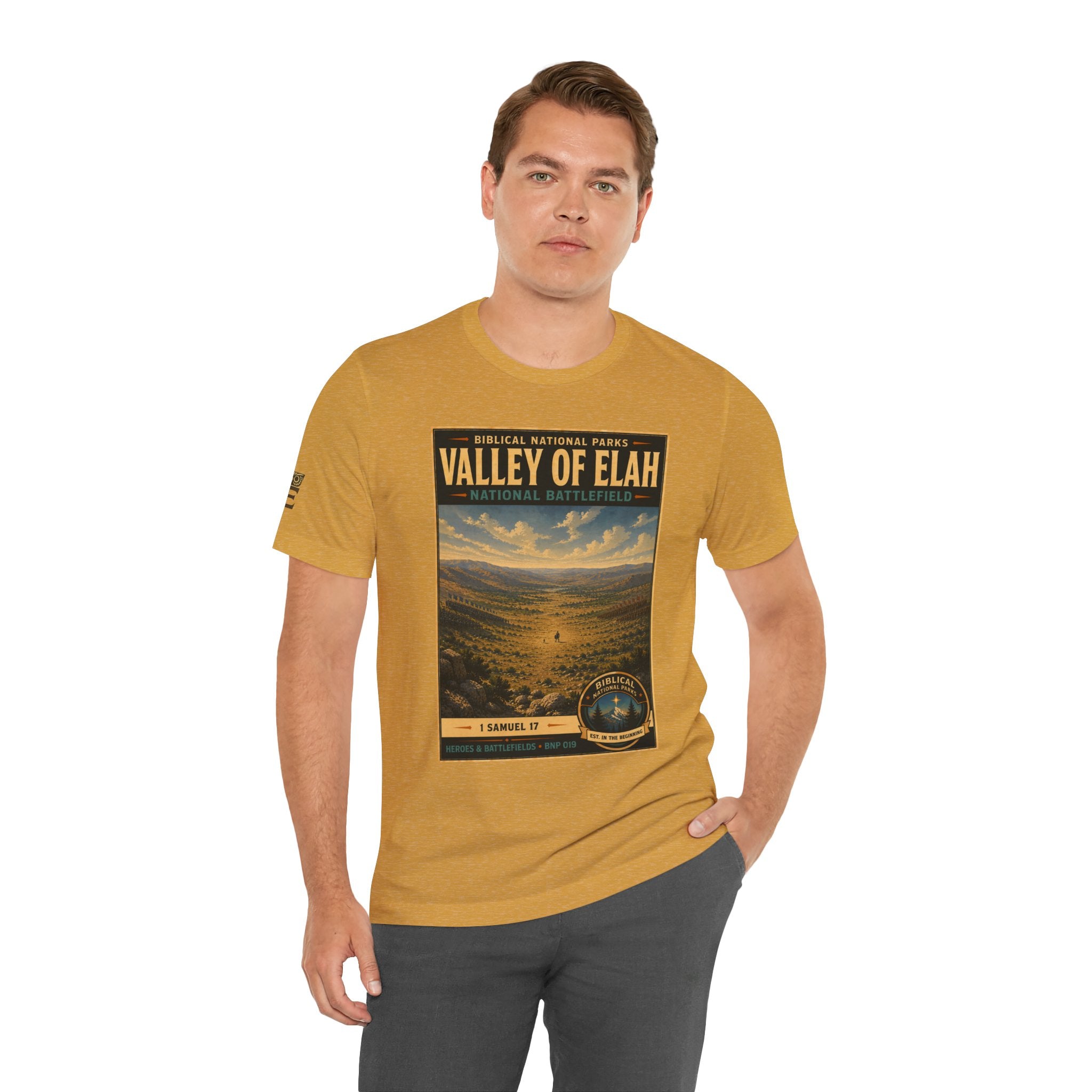 Biblical National Parks Collection IV- Heros & Battlefields #019/023 1 Samuel 17 | Vintage nature poster Tee | Biblical national parks graphic shirt