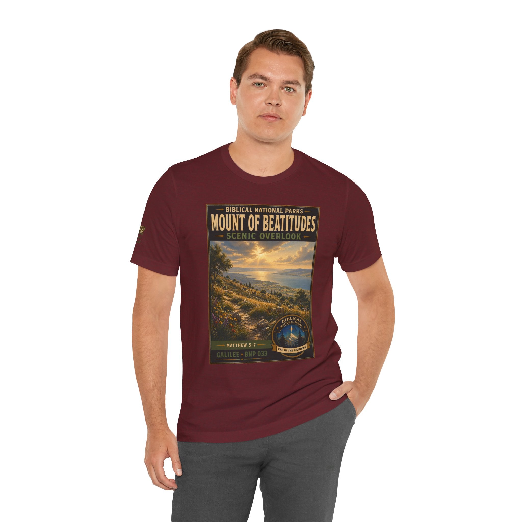 Biblical National Parks Collection VI- Galilee #033/035 Matthew 5-7 | Vintage nature poster Tee | Biblical national parks graphic shirt