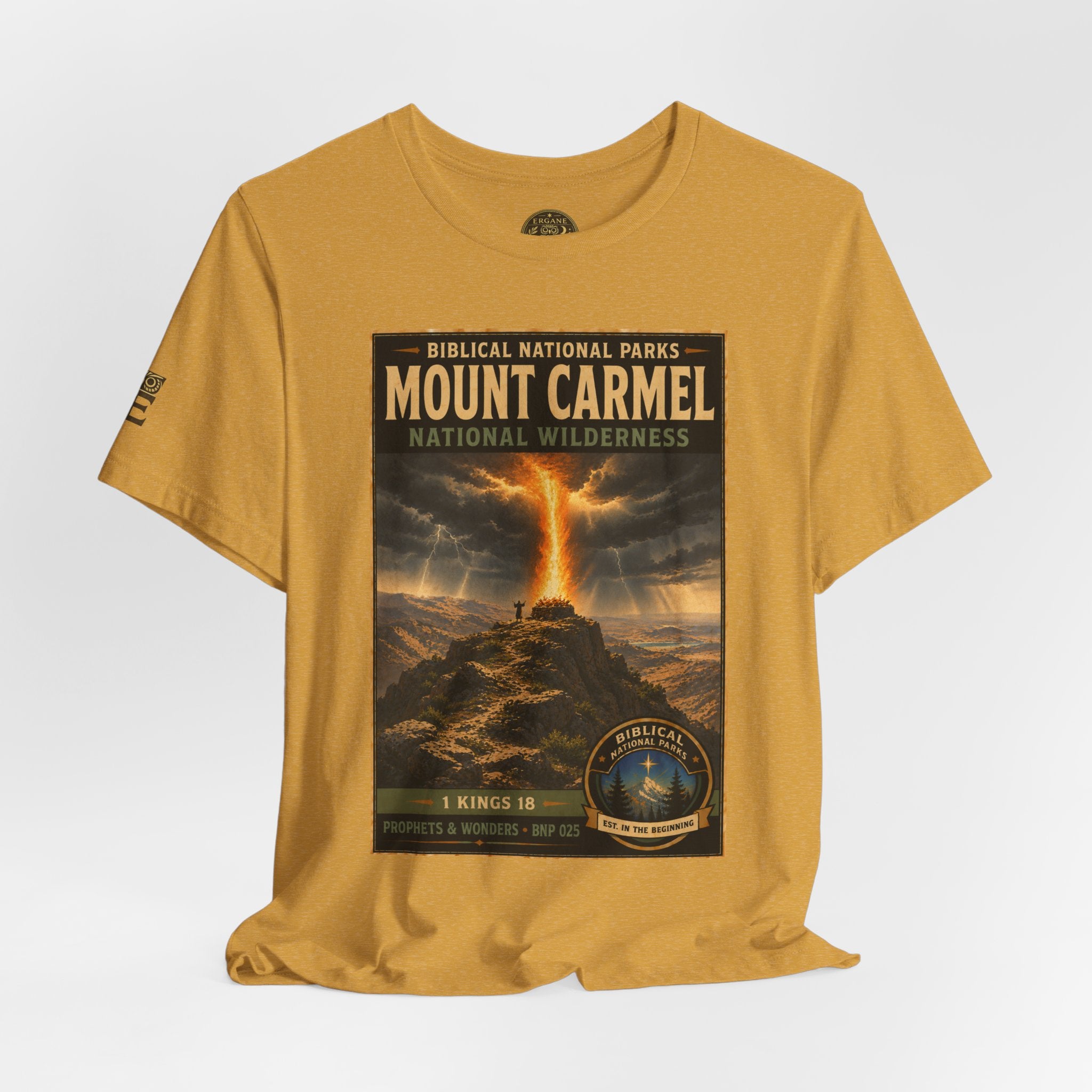 Biblical National Parks Collection V- Prophets & Wonders #025/030 1 Kings 18 | Vintage nature poster Tee | Biblical national parks graphic shirt