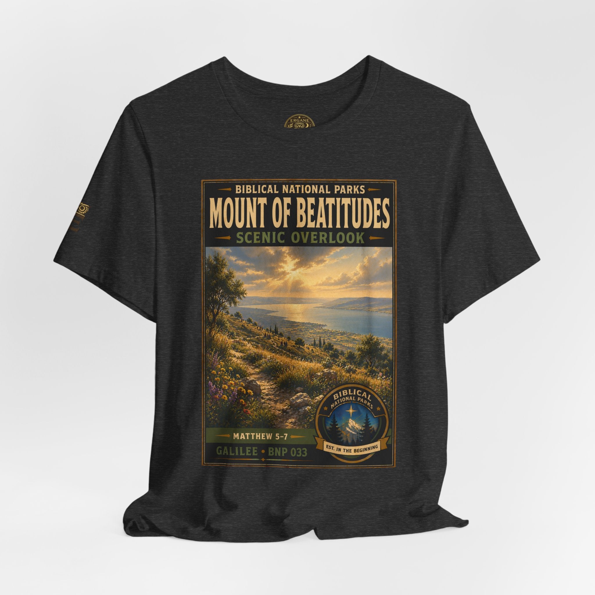 Biblical National Parks Collection VI- Galilee #033/035 Matthew 5-7 | Vintage nature poster Tee | Biblical national parks graphic shirt