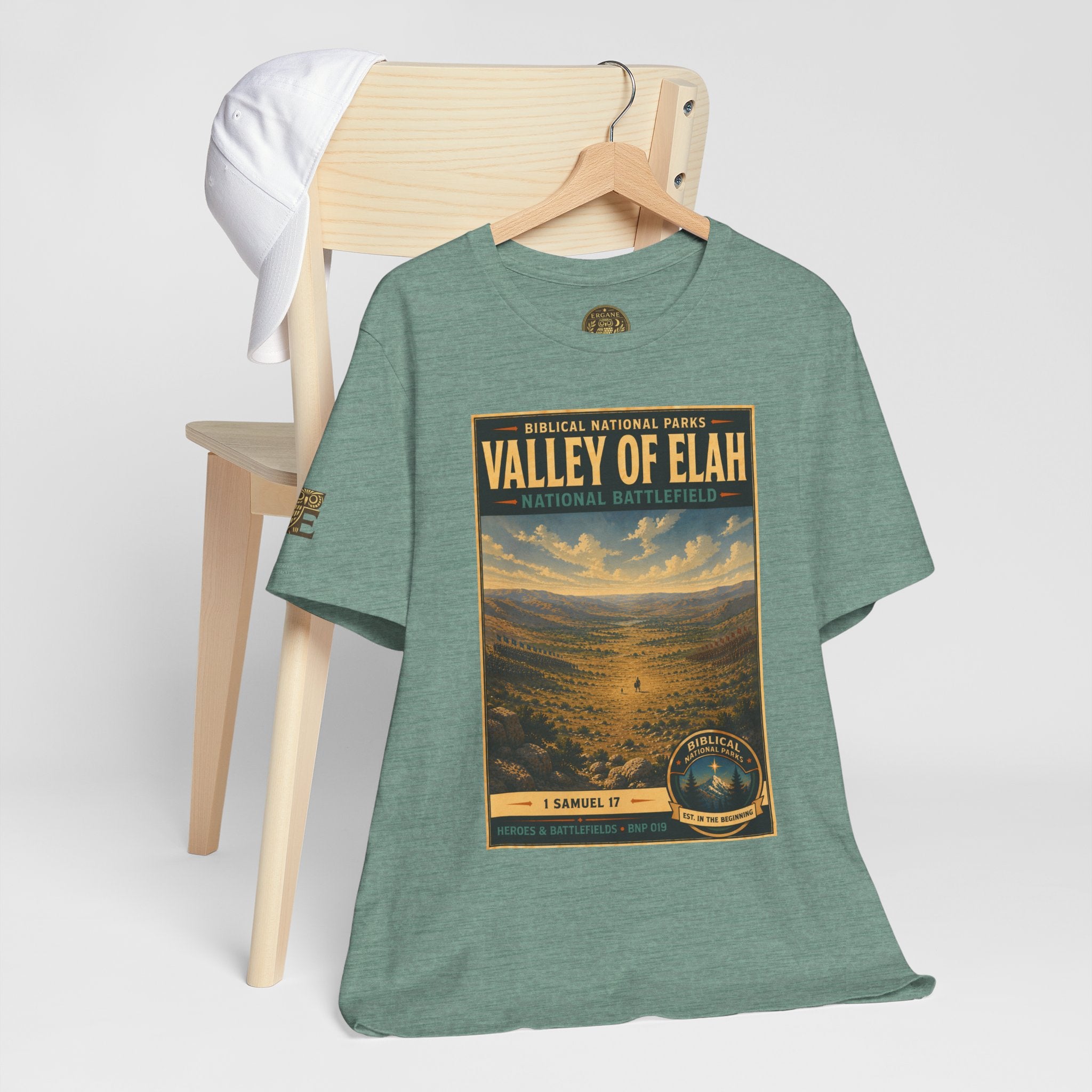 Biblical National Parks Collection IV- Heros & Battlefields #019/023 1 Samuel 17 | Vintage nature poster Tee | Biblical national parks graphic shirt