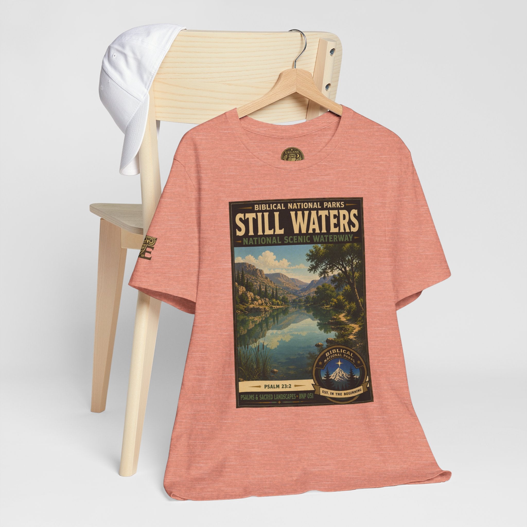Biblical National Parks Collection IX- #051/054 -Psalms & Sacred Landscapes | Psalm 23:2 | Vintage nature poster Tee | Biblical national parks graphic shirt
