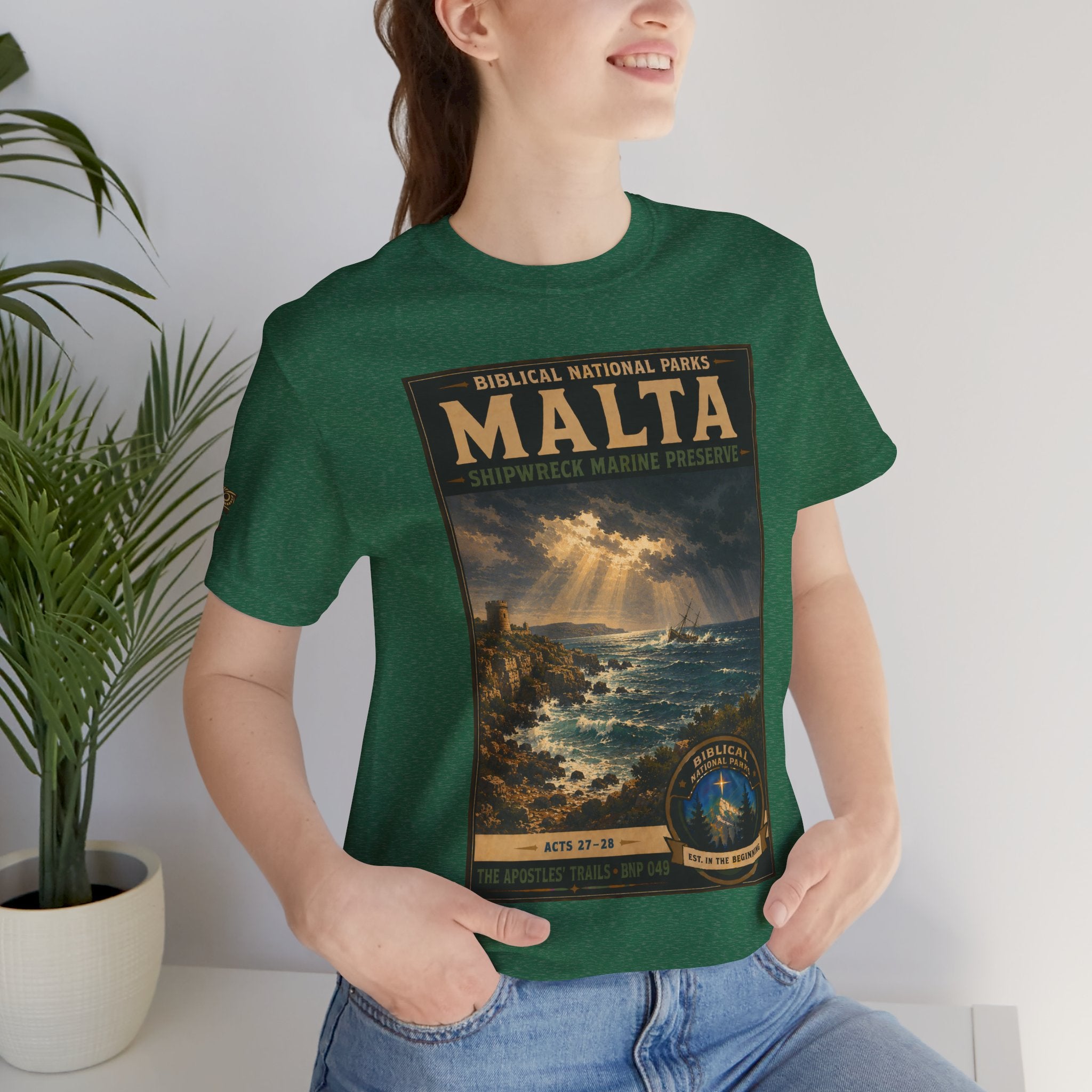 Biblical National Parks Collection VIII- The Apostles' Trails #049/049 | Acts 27-28 | Vintage nature poster Tee | Biblical national parks graphic shirt