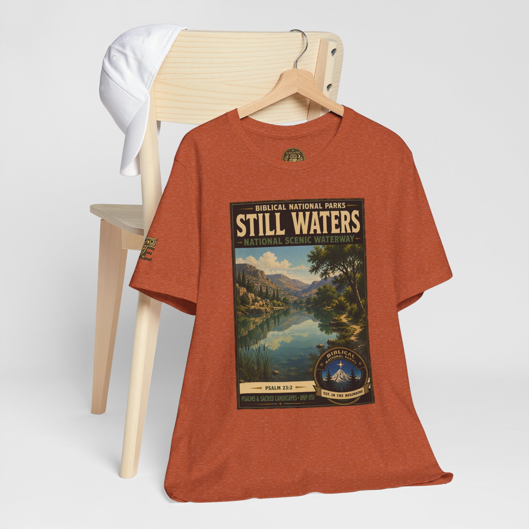 Biblical National Parks Collection IX- #051/054 -Psalms & Sacred Landscapes | Psalm 23:2 | Vintage nature poster Tee | Biblical national parks graphic shirt