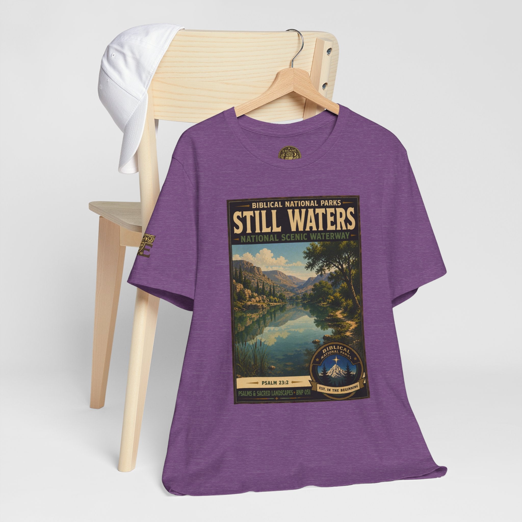 Biblical National Parks Collection IX- #051/054 -Psalms & Sacred Landscapes | Psalm 23:2 | Vintage nature poster Tee | Biblical national parks graphic shirt