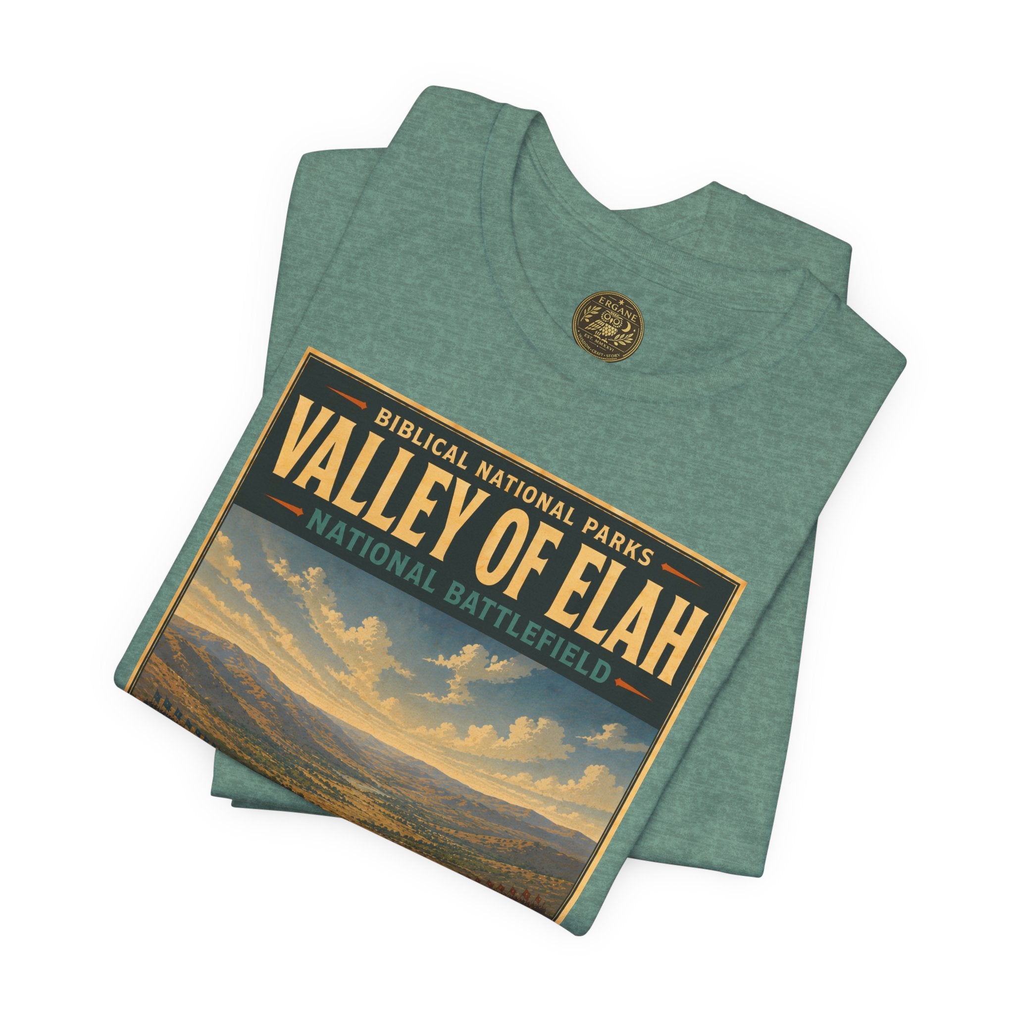 Biblical National Parks Collection IV- Heros & Battlefields #019/023 1 Samuel 17 | Vintage nature poster Tee | Biblical national parks graphic shirt