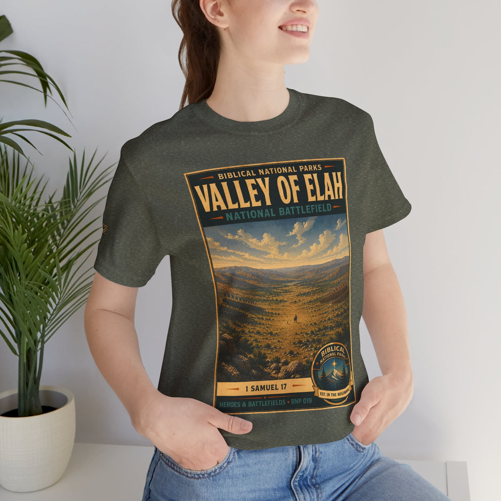 Biblical National Parks Collection IV- Heros & Battlefields #019/023 1 Samuel 17 | Vintage nature poster Tee | Biblical national parks graphic shirt