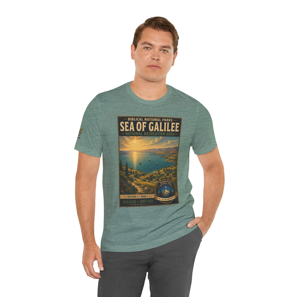Biblical National Parks Collection VI- Galilee #031/035 Matthew 4 & Mark 1 | Vintage nature poster Tee | Biblical national parks graphic shirt