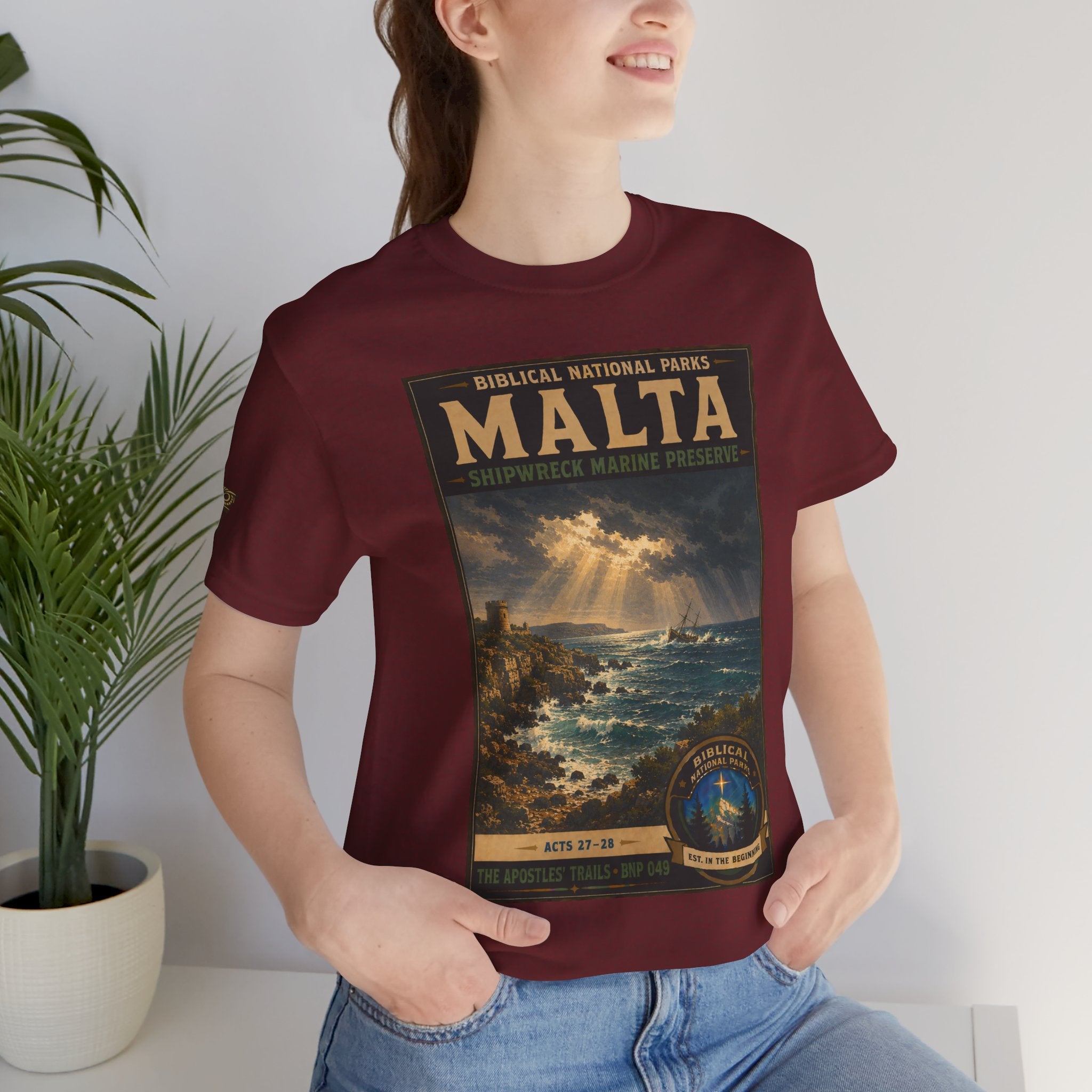 Biblical National Parks Collection VIII- The Apostles' Trails #049/049 | Acts 27-28 | Vintage nature poster Tee | Biblical national parks graphic shirt