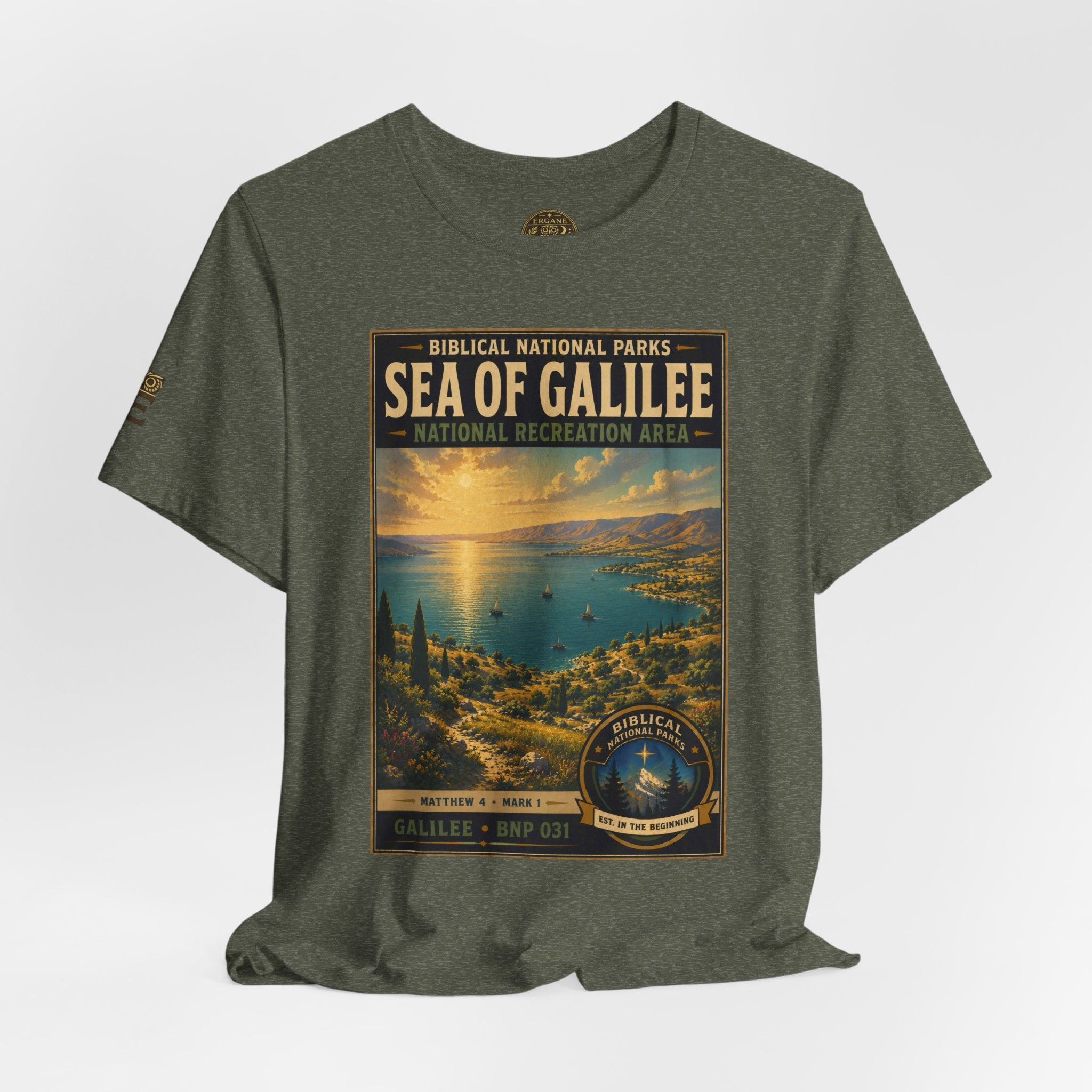 Biblical National Parks Collection VI- Galilee #031/035 Matthew 4 & Mark 1 | Vintage nature poster Tee | Biblical national parks graphic shirt