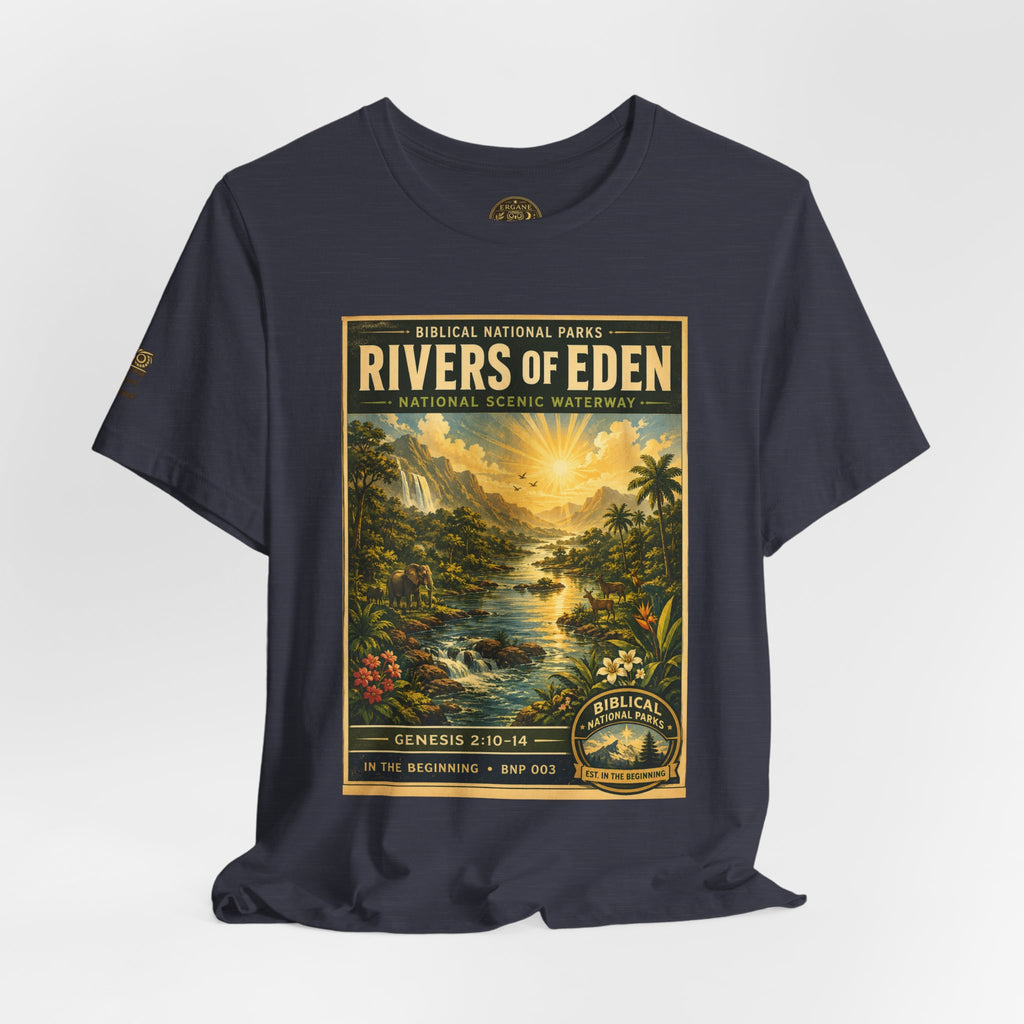 Biblical National Parks Collection I- In The Beginning #003/006 Genesis 2:10-14 | Vintage nature poster Tee | Biblical national parks graphic shirt