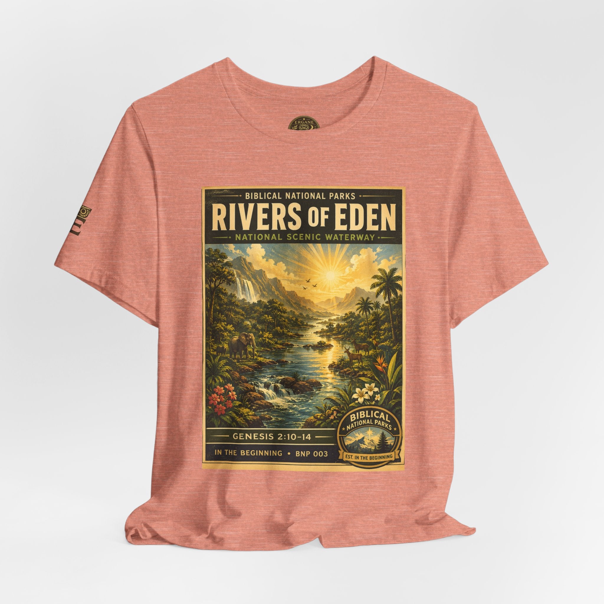 Biblical National Parks Collection I- In The Beginning #003/006 Genesis 2:10-14 | Vintage nature poster Tee | Biblical national parks graphic shirt