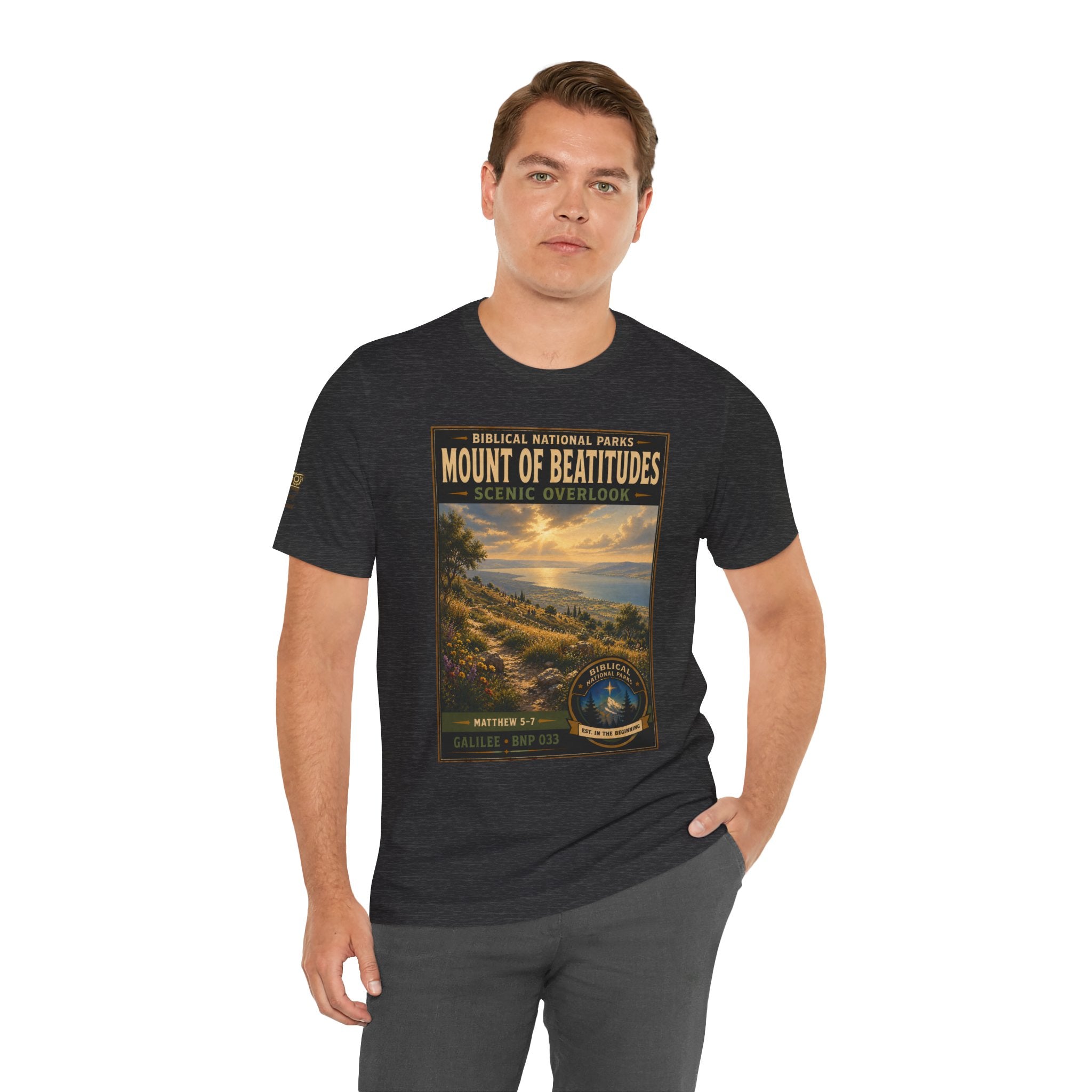 Biblical National Parks Collection VI- Galilee #033/035 Matthew 5-7 | Vintage nature poster Tee | Biblical national parks graphic shirt