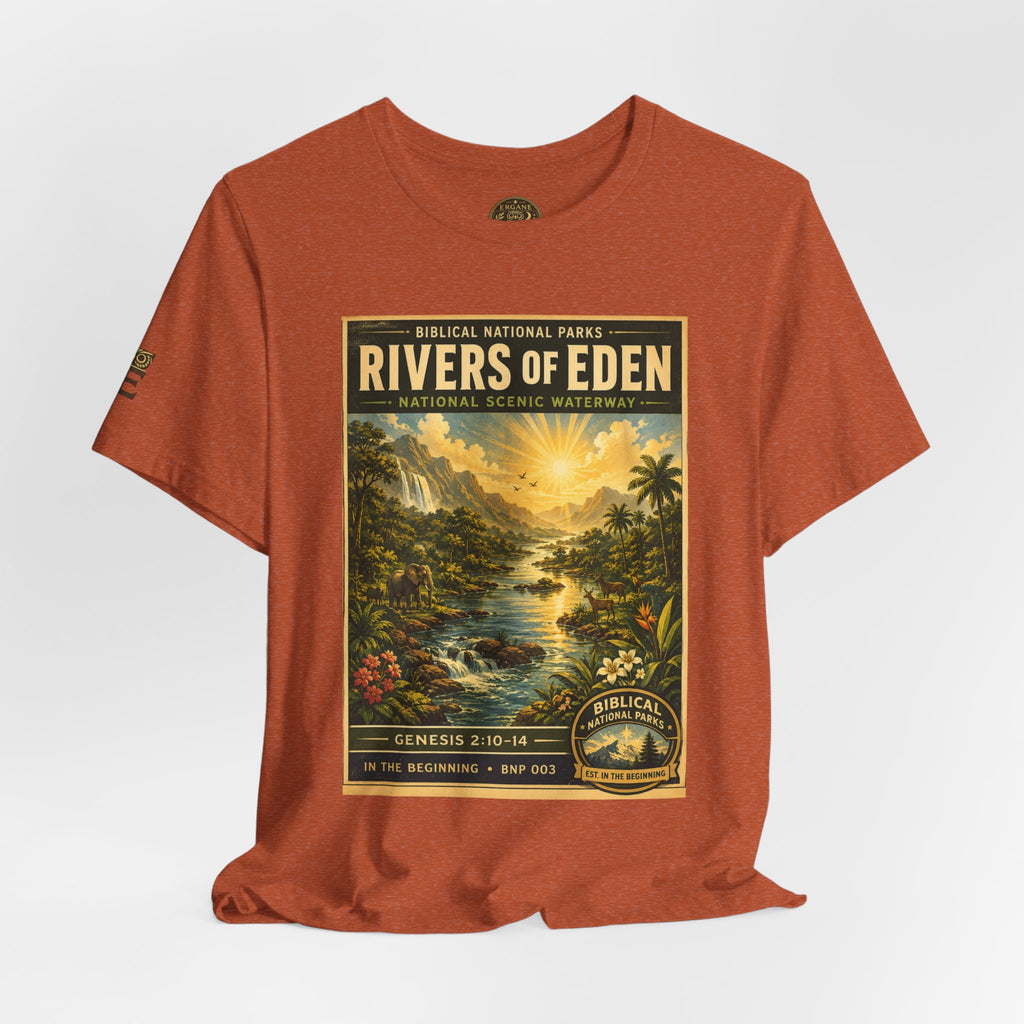 Biblical National Parks Collection I- In The Beginning #003/006 Genesis 2:10-14 | Vintage nature poster Tee | Biblical national parks graphic shirt
