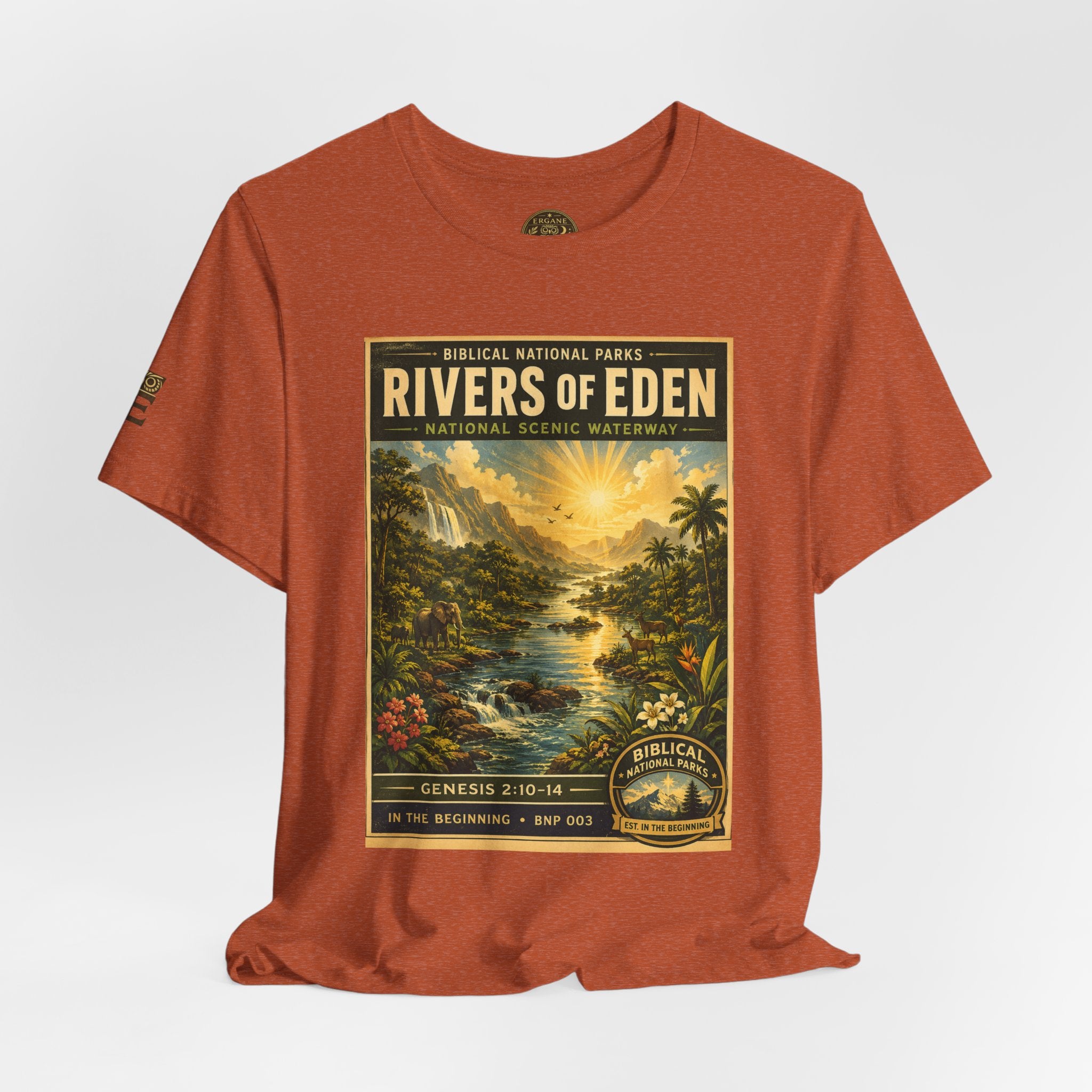 Biblical National Parks Collection I- In The Beginning #003/006 Genesis 2:10-14 | Vintage nature poster Tee | Biblical national parks graphic shirt