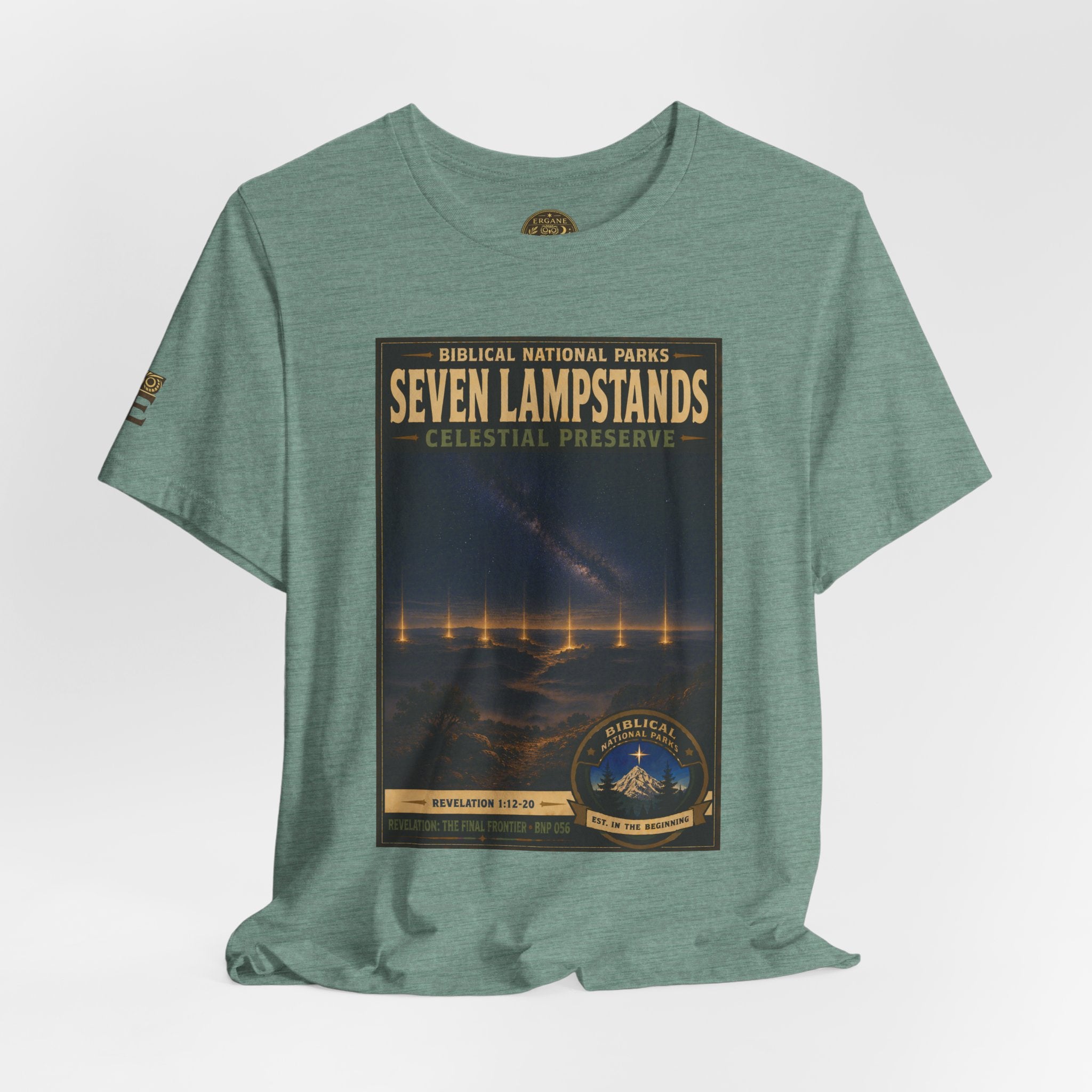 Biblical National Parks Collection X- #056/061 - Revelation: The Final Frontier | Revelation 1: 12-20 | Vintage nature poster Tee | Biblical national parks graphic shirt