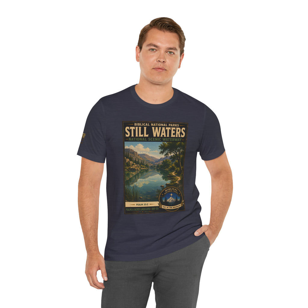 Biblical National Parks Collection IX- #051/054 -Psalms & Sacred Landscapes | Psalm 23:2 | Vintage nature poster Tee | Biblical national parks graphic shirt