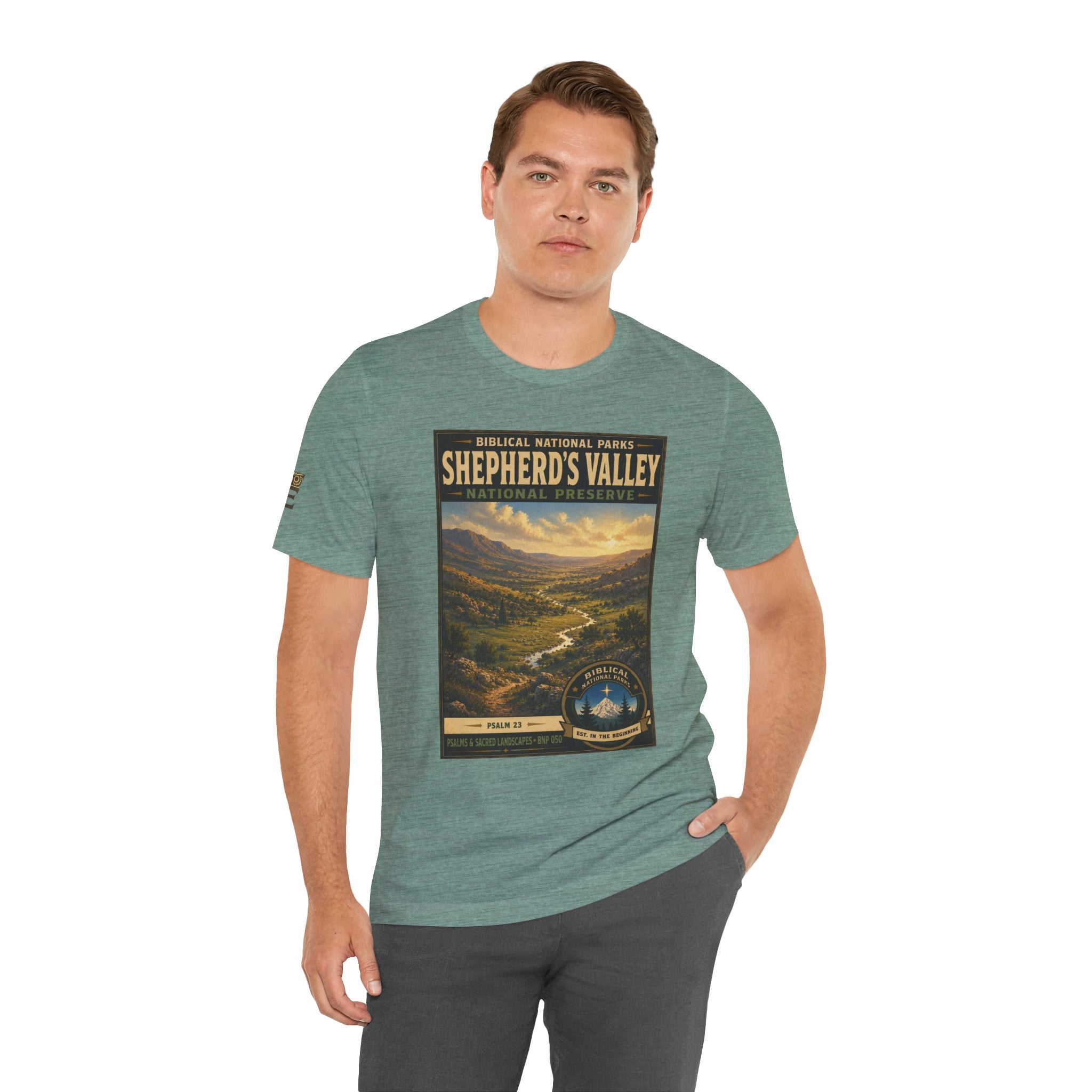 Biblical National Parks Collection IX- #050/054 -Psalms & Sacred Landscapes | Psalm 23 | Vintage nature poster Tee | Biblical national parks graphic shirt