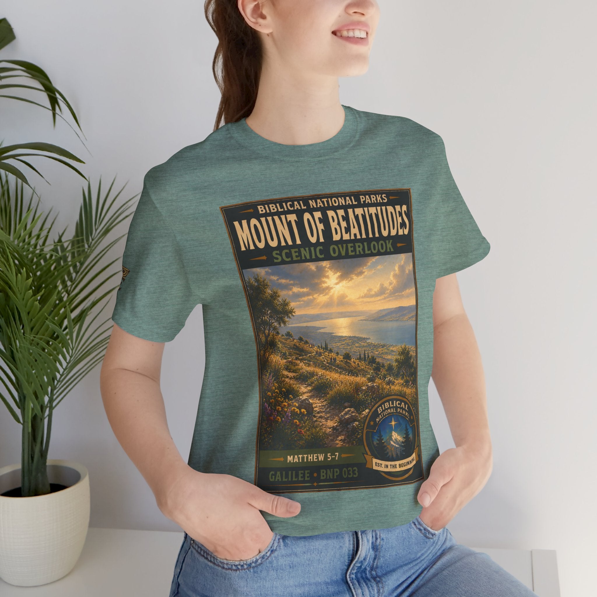 Biblical National Parks Collection VI- Galilee #033/035 Matthew 5-7 | Vintage nature poster Tee | Biblical national parks graphic shirt