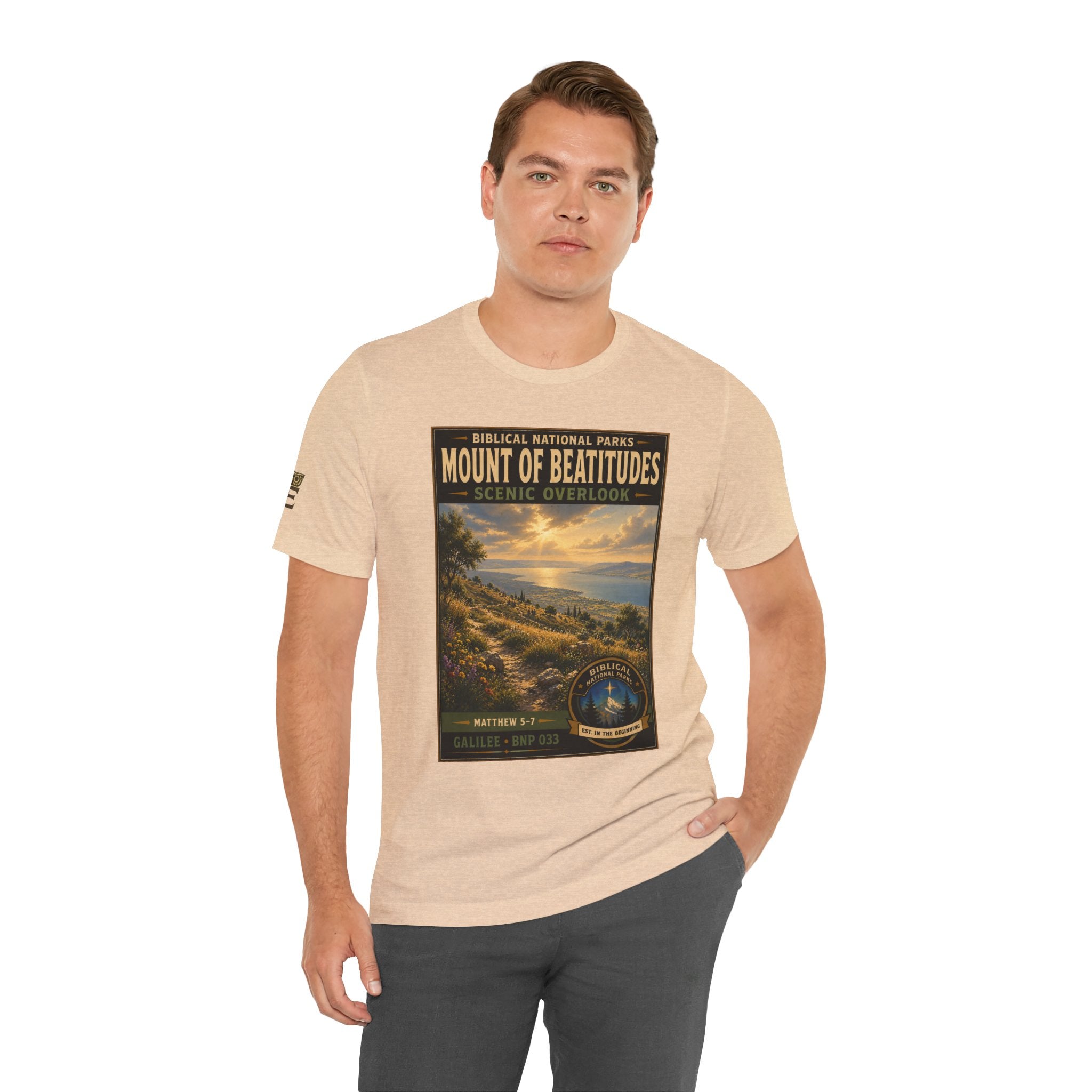 Biblical National Parks Collection VI- Galilee #033/035 Matthew 5-7 | Vintage nature poster Tee | Biblical national parks graphic shirt
