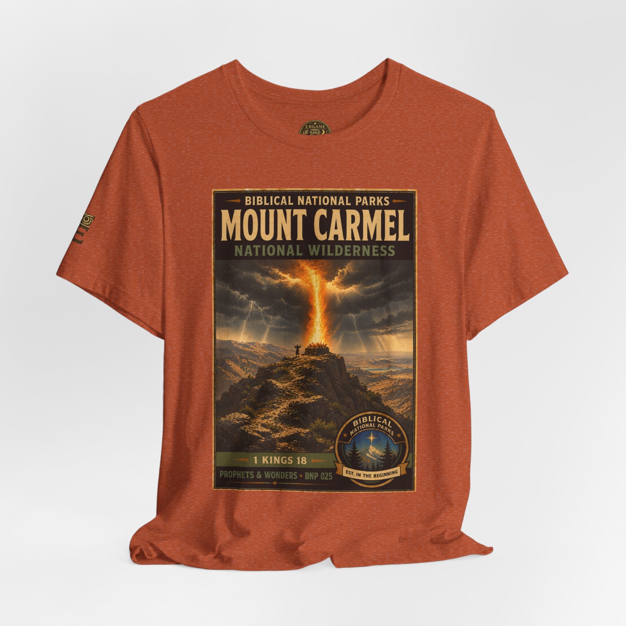Biblical National Parks Collection V- Prophets & Wonders #025/030 1 Kings 18 | Vintage nature poster Tee | Biblical national parks graphic shirt