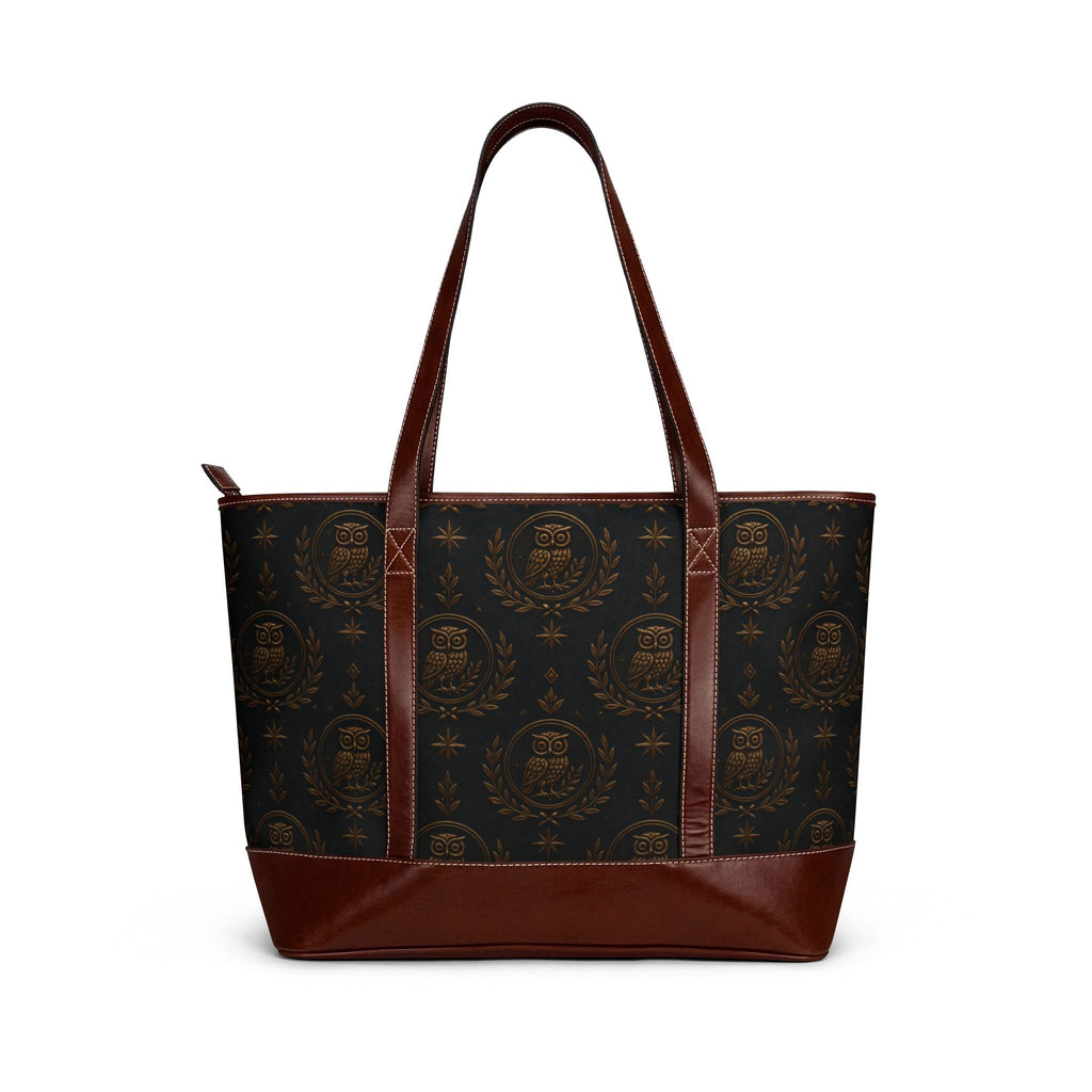 Vintage Portrait Tote Handbag – Classic Brown Leather Accent