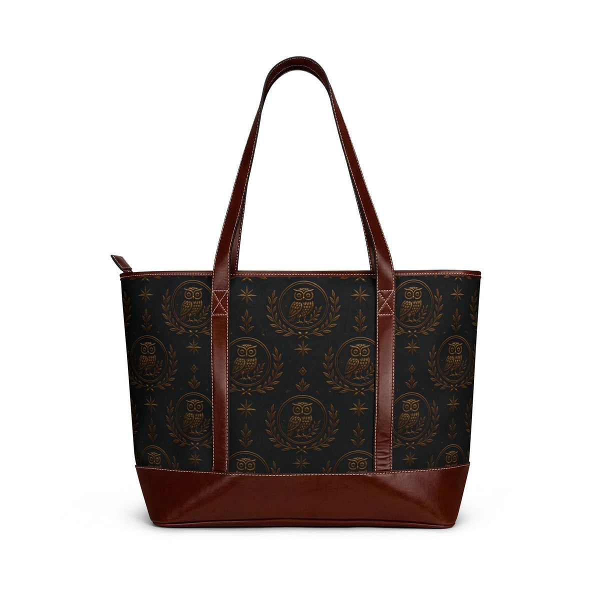 Vintage Portrait Tote Handbag – Classic Brown Leather Accent