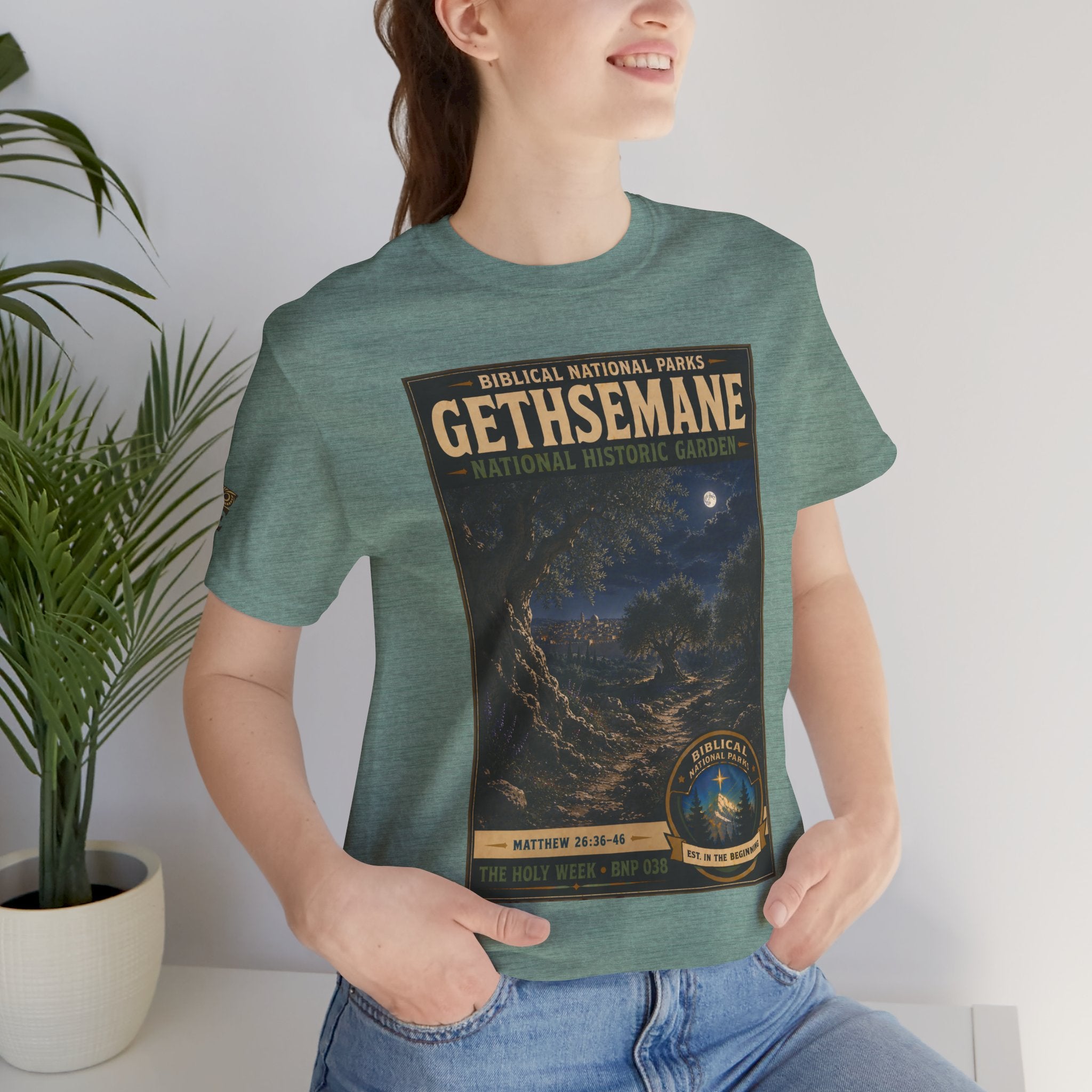 Biblical National Parks Collection VII- The Holy Week #038/041 | Matthew 26: 36-46 | Vintage nature poster Tee | Biblical national parks graphic shirt