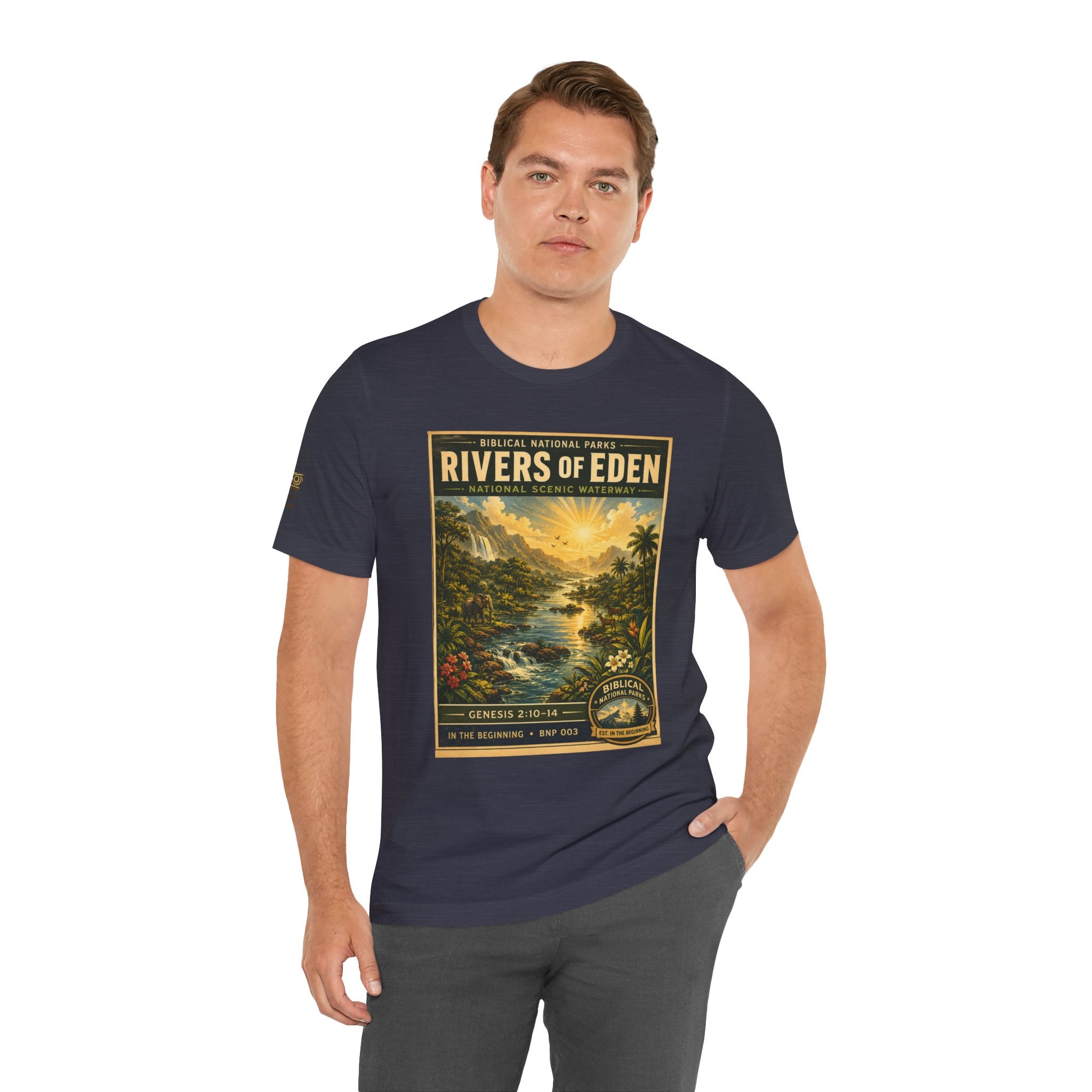 Biblical National Parks Collection I- In The Beginning #003/006 Genesis 2:10-14 | Vintage nature poster Tee | Biblical national parks graphic shirt