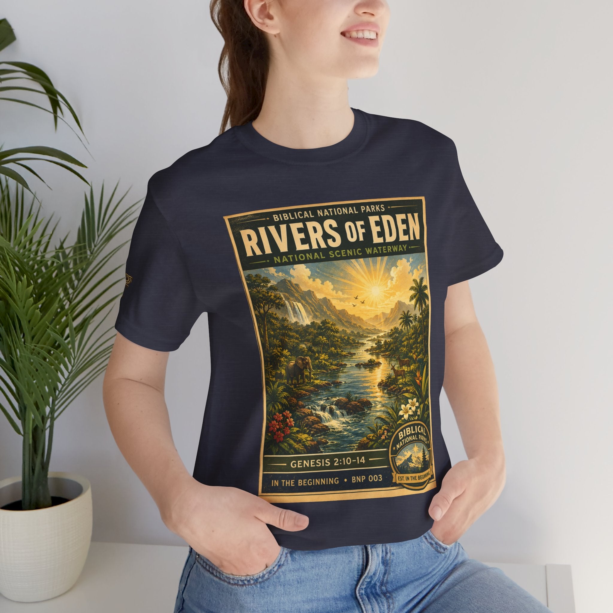 Biblical National Parks Collection I- In The Beginning #003/006 Genesis 2:10-14 | Vintage nature poster Tee | Biblical national parks graphic shirt